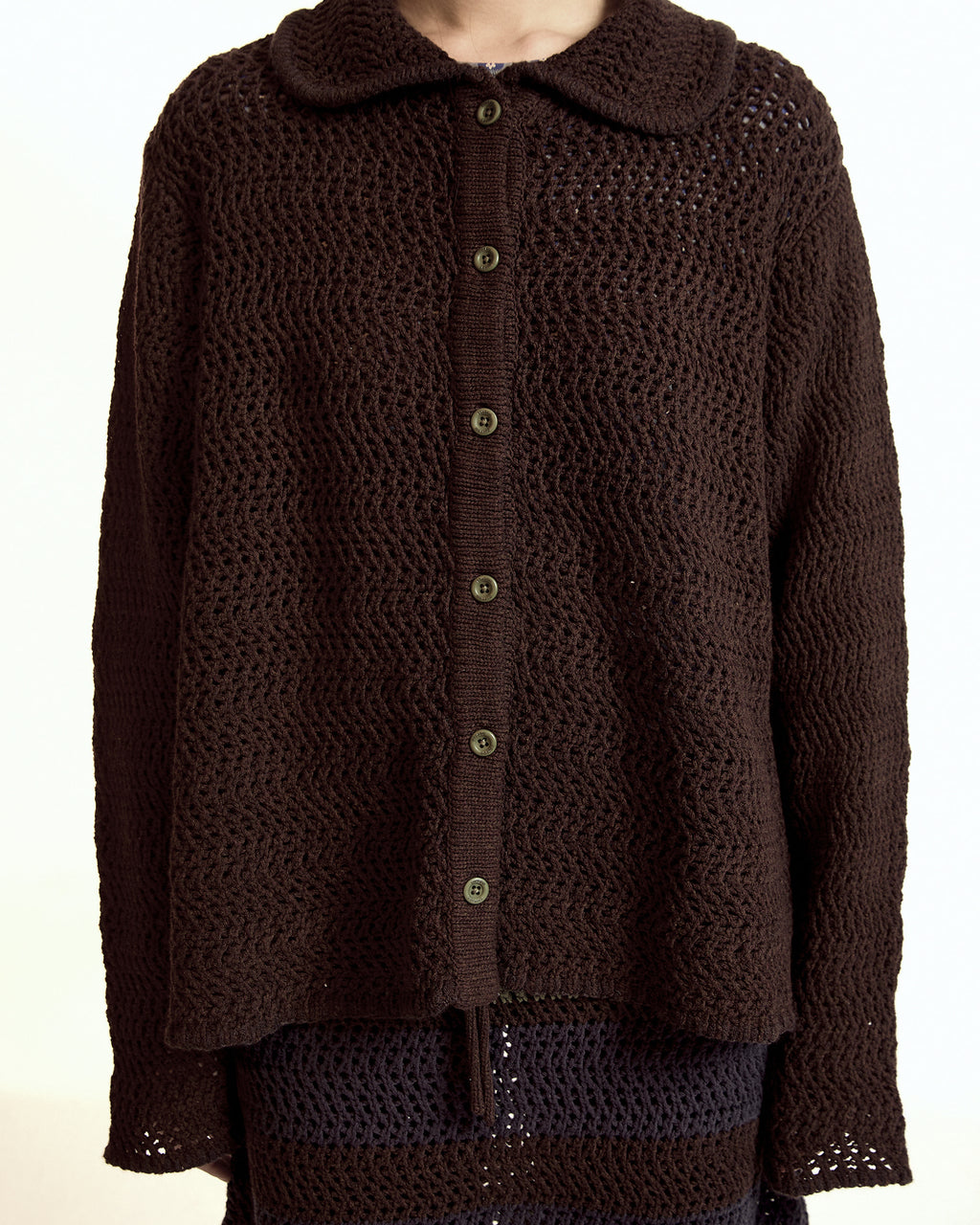 Coyseio - Net Knit Cardigan (Brown) product image 2 | TRAB K-Fashion Australia