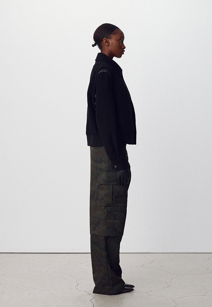 Tonywack - Leather-Trimmed Cropped Bomber Jacket (Black) product image 3 | TRAB K-Fashion Australia