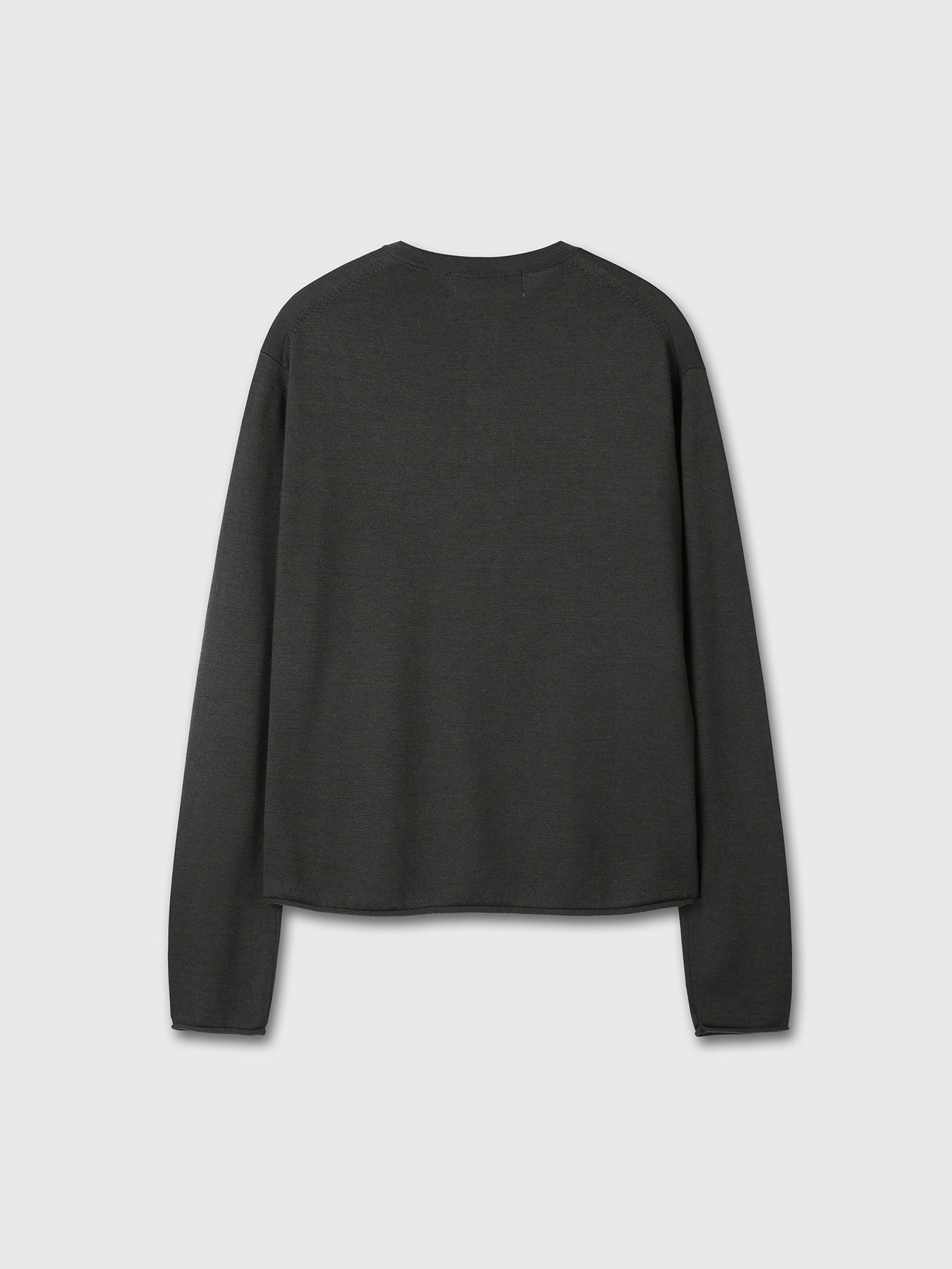Tonywack - Extra Fine Wool Raw Hem Henley Neck Knit (Anthracite) product image 10 | TRAB K-Fashion Australia