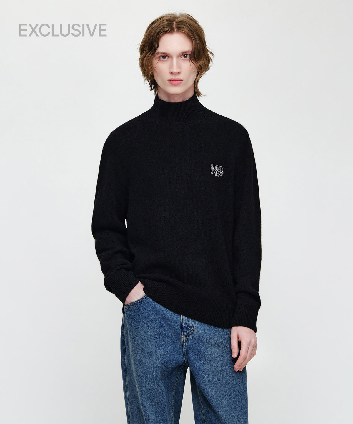Marithe & Francois Girbaud - Premium Small Classic Logo Wool Turtle Neck Knit (Black) product image 1 | TRAB K-Fashion Australia