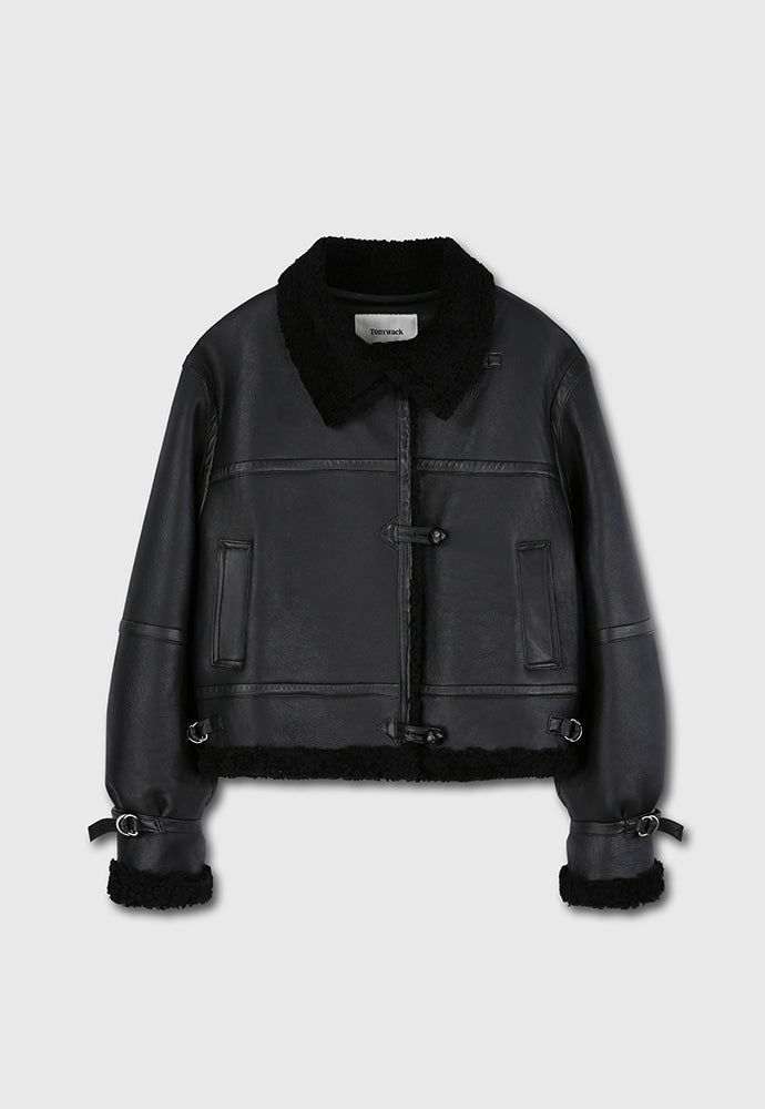 Tonywack - Lamb Leather Shearling Aviator Jacket (Black) product image 8 | TRAB K-Fashion Australia