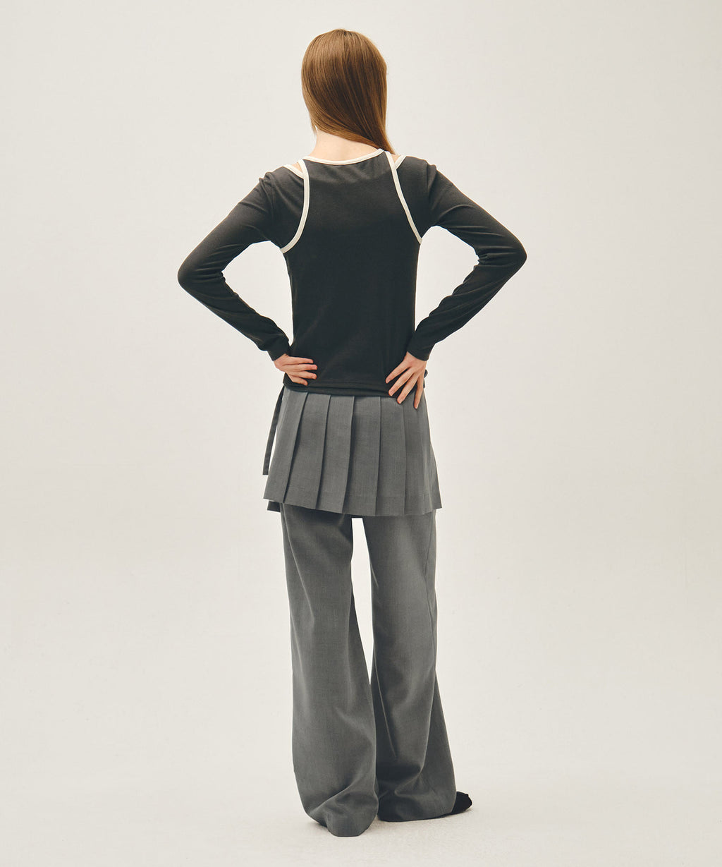 Marithe & Francois Girbaud - Layered Pleats Skirt Pants (Gray) product image 4 | TRAB K-Fashion Australia