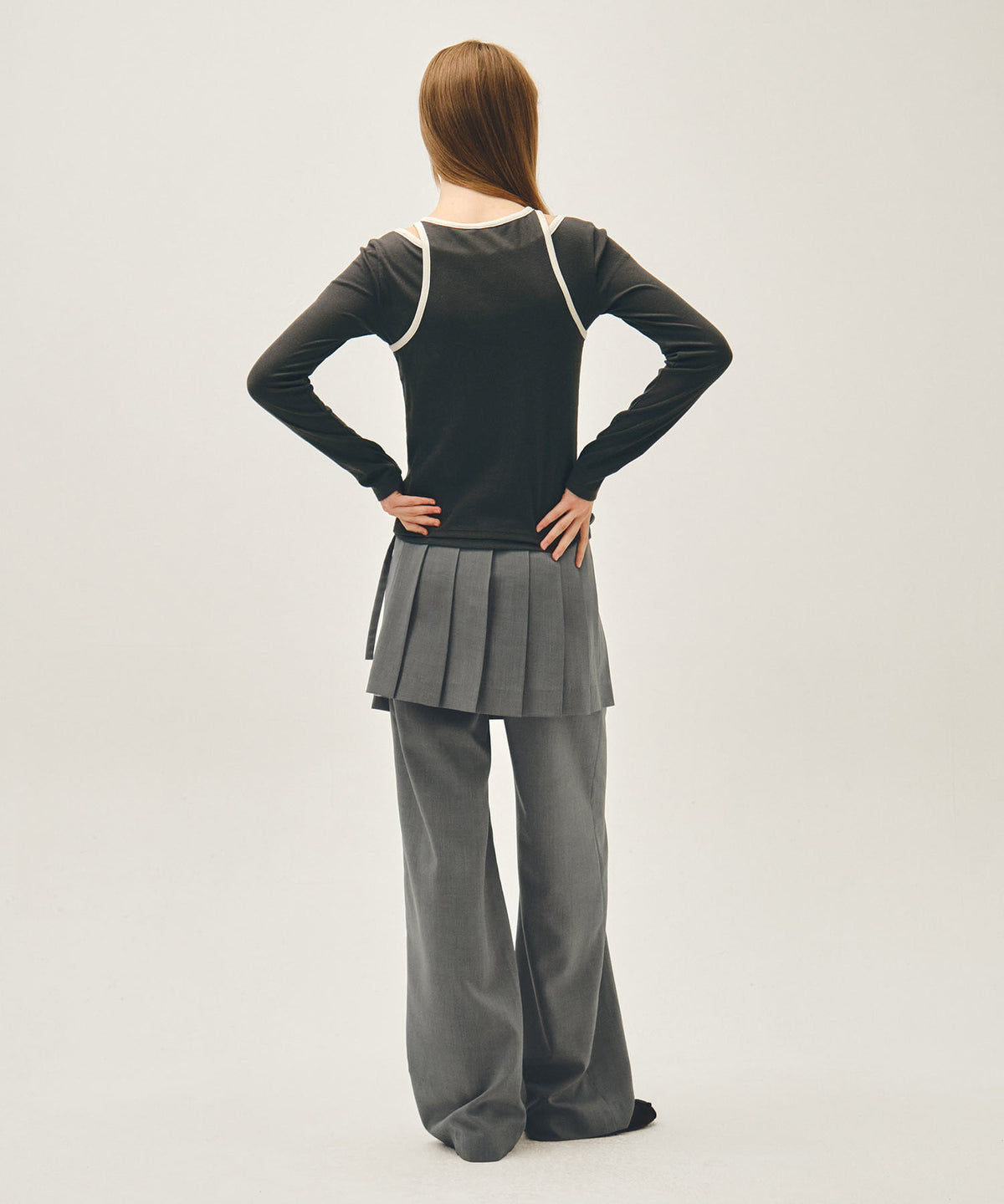 Marithe & Francois Girbaud - Layered Pleats Skirt Pants (Gray) product image 4 | TRAB K-Fashion Australia
