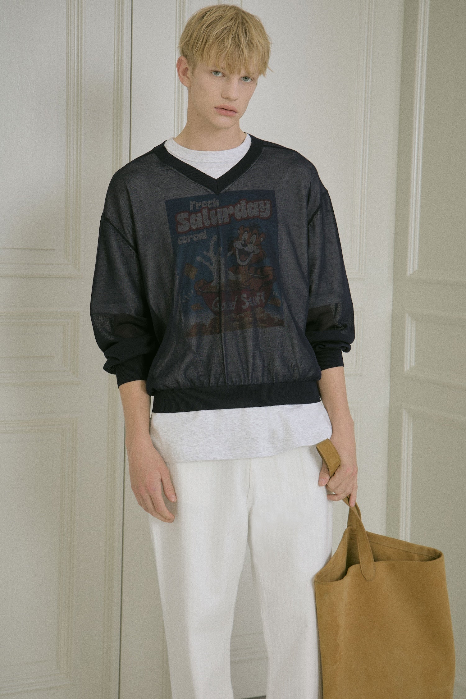 STU - Sheer V-Neck Knit (Navy) product image 10 | TRAB K-Fashion Australia