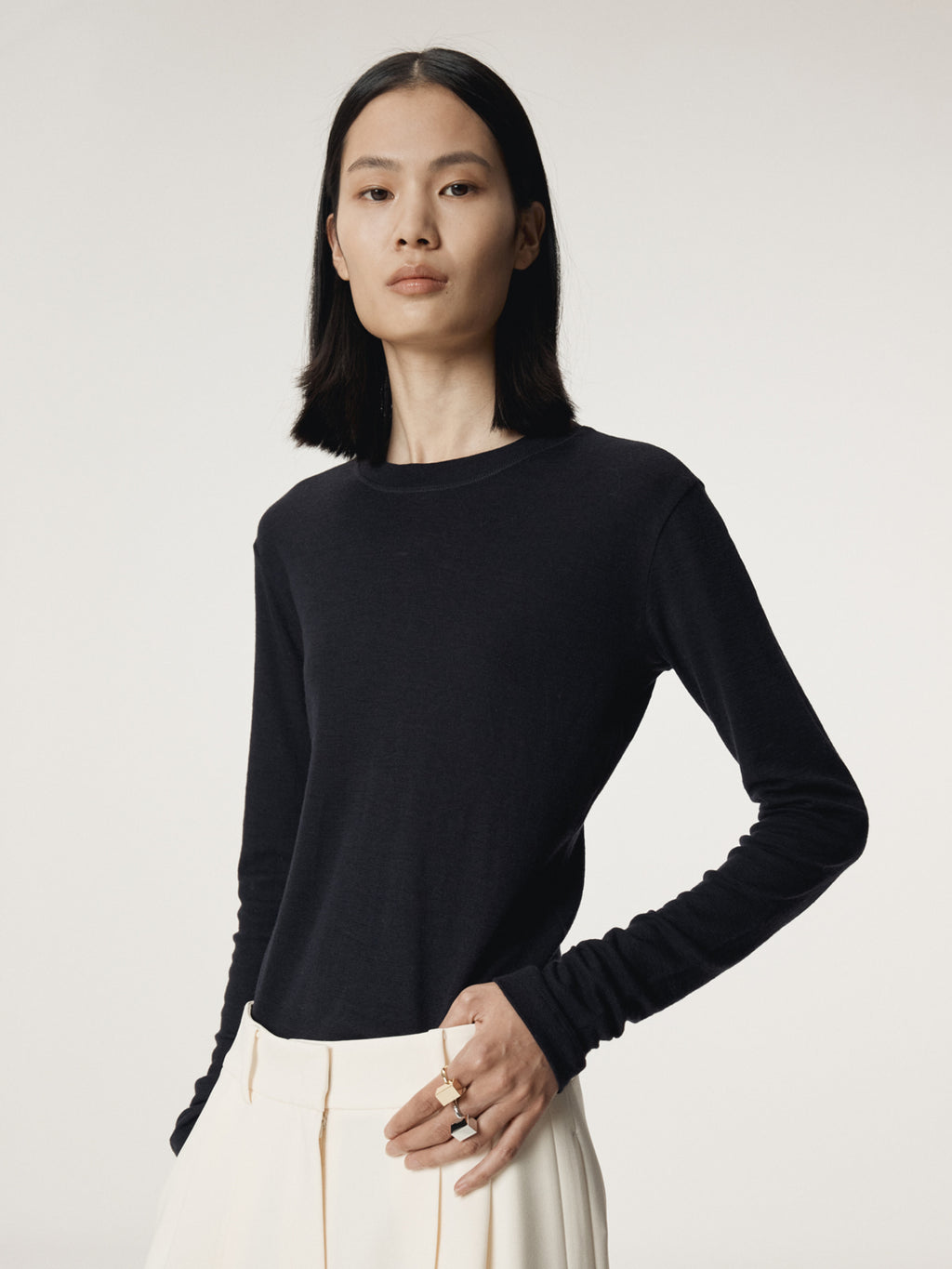 Recto - Slim Fit Wool Jersey T-Shirt (Dark Navy) product image 8 | TRAB K-Fashion Australia