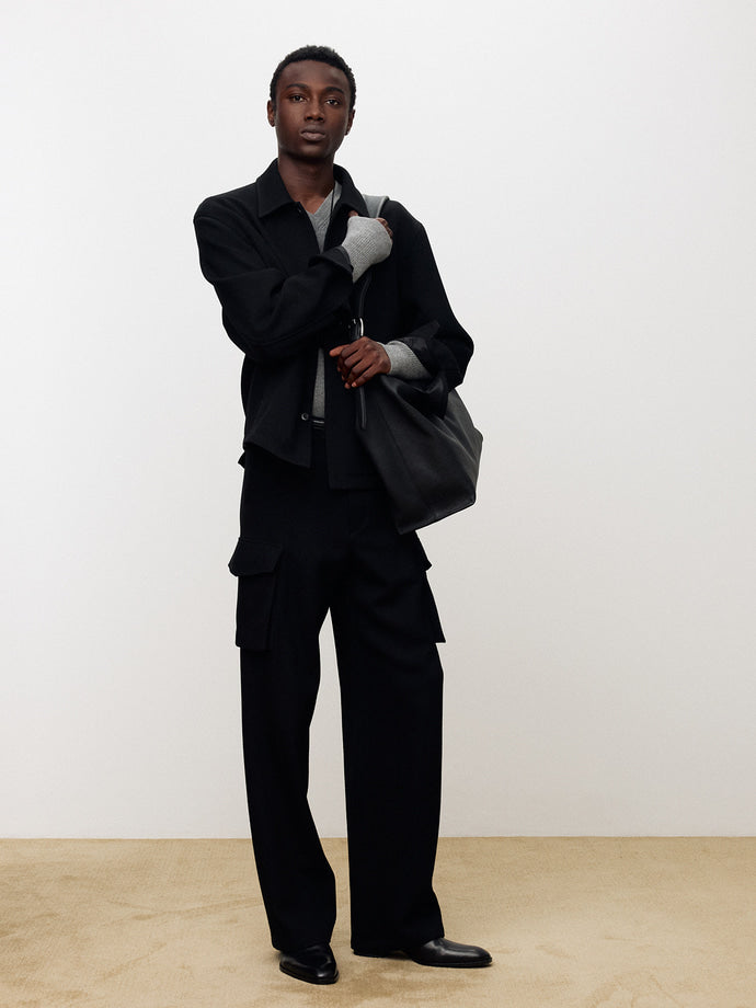 Tonywack - Textured Wool Wide Cargo Pants (Black) product image 7 | TRAB K-Fashion Australia