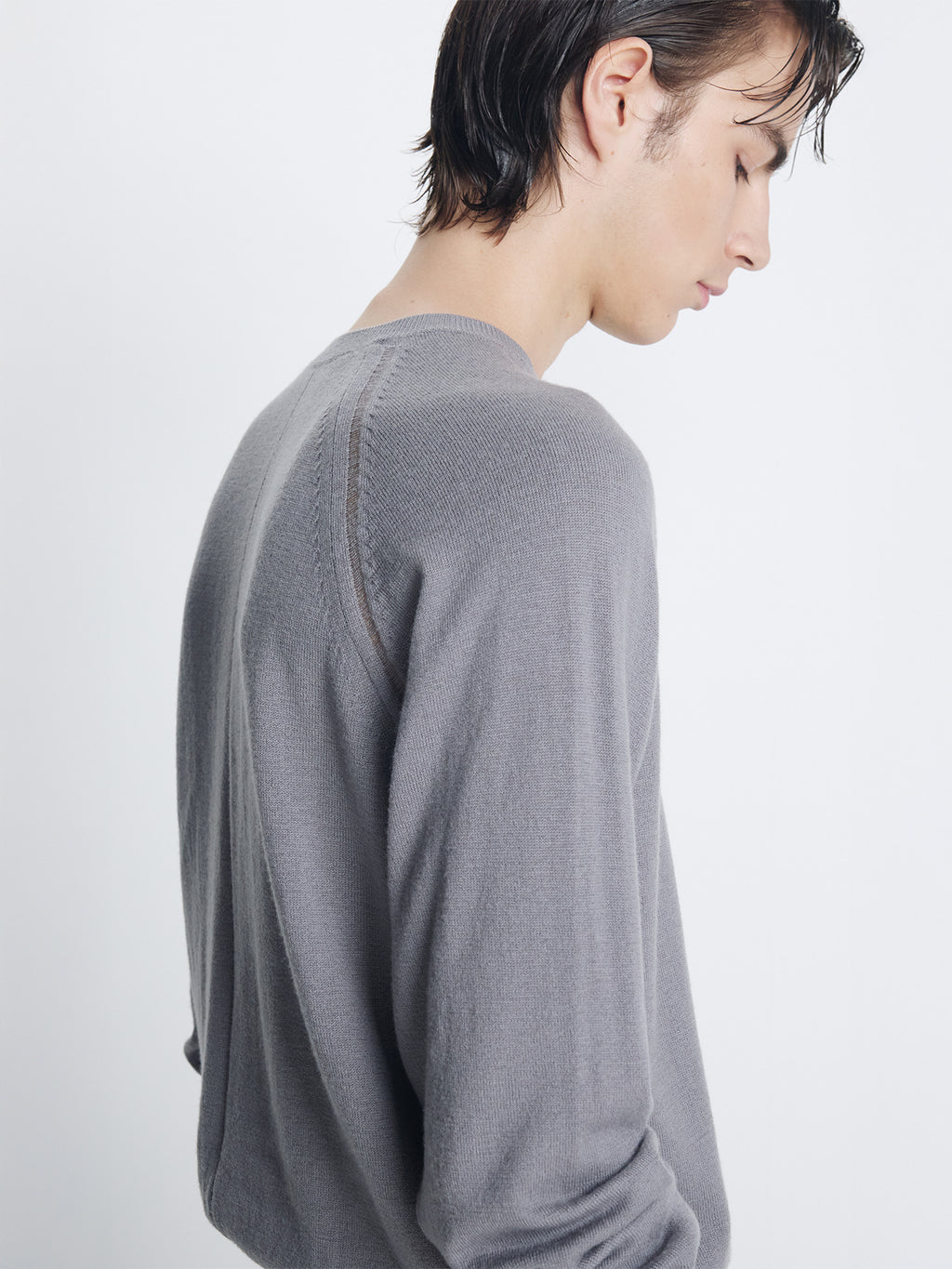 Tonywack - Super Fine Merino Wool Distressed V- Neck Knit (Steel Grey) product image 1 | TRAB K-Fashion Australia