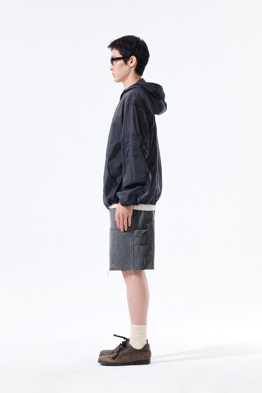 Matin Kim - Back Logo Hoody Windbreaker (Charcoal) product image 7 | TRAB K-Fashion Australia