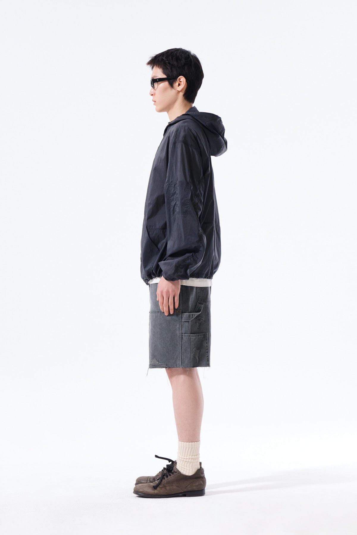 Matin Kim - Back Logo Hoody Windbreaker (Charcoal) product image 7 | TRAB K-Fashion Australia