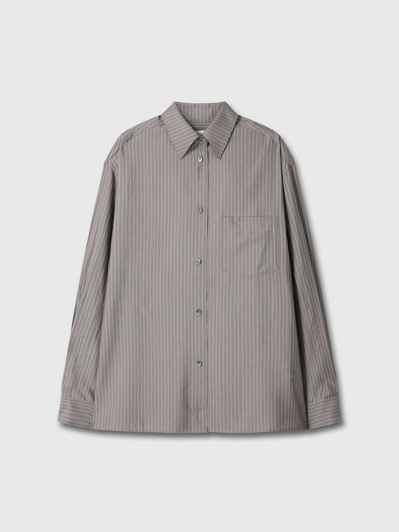 Tonywack - Silk Wool Oversized Raw Edge Shirt (Dark Grey Stripe) product image 11 | TRAB K-Fashion Australia