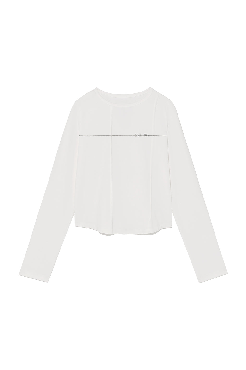 Matin Kim - Tuck Detail Small Logo Top (White) product image 1 | TRAB K-Fashion Australia
