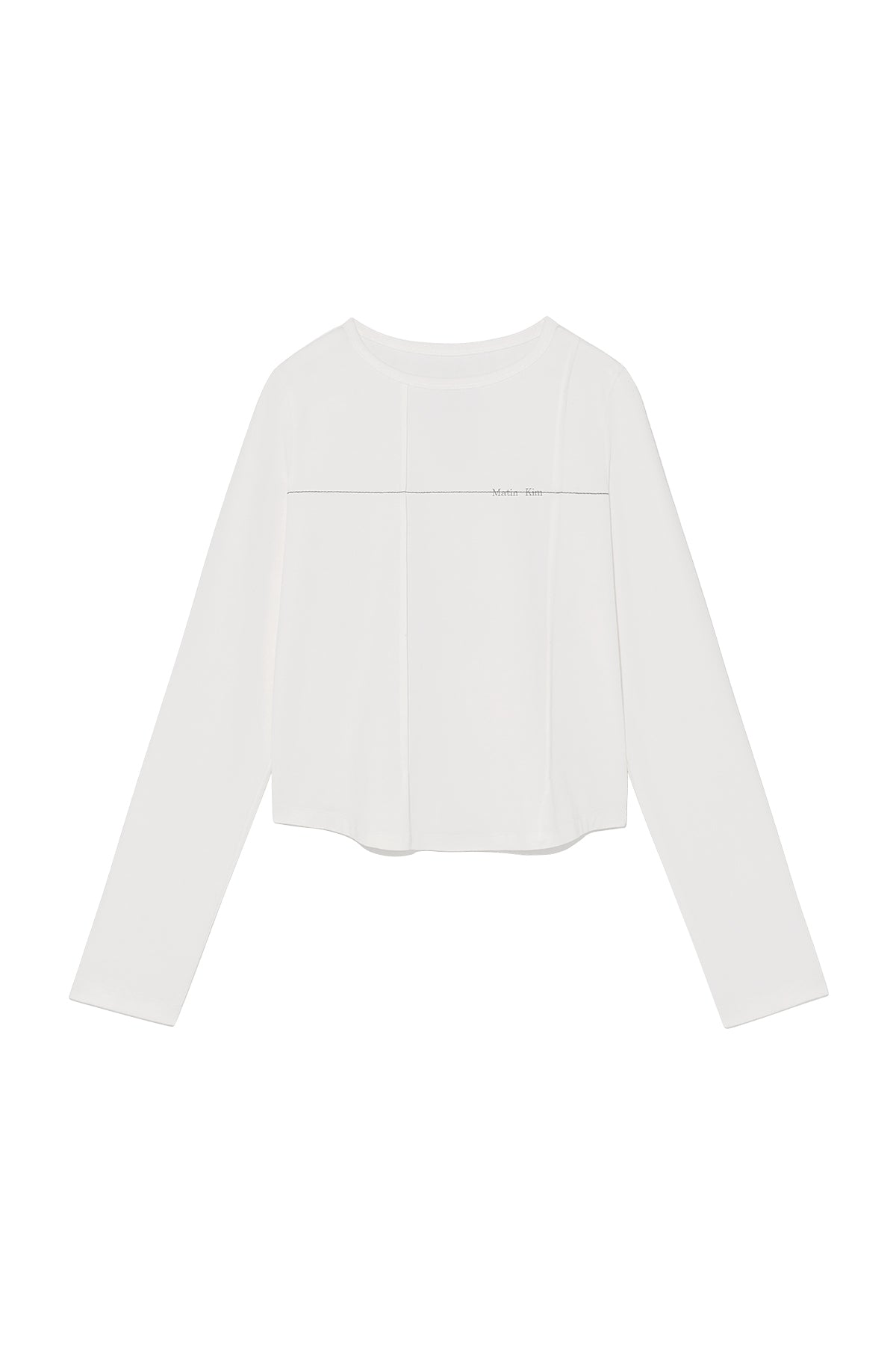 Matin Kim - Tuck Detail Small Logo Top (White) product image 1 | TRAB K-Fashion Australia