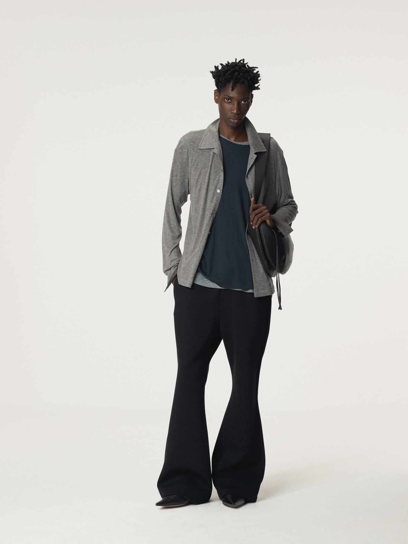 Recto - Slim Fit Jersey Shirt (Melange Grey) product image 2 | TRAB K-Fashion Australia