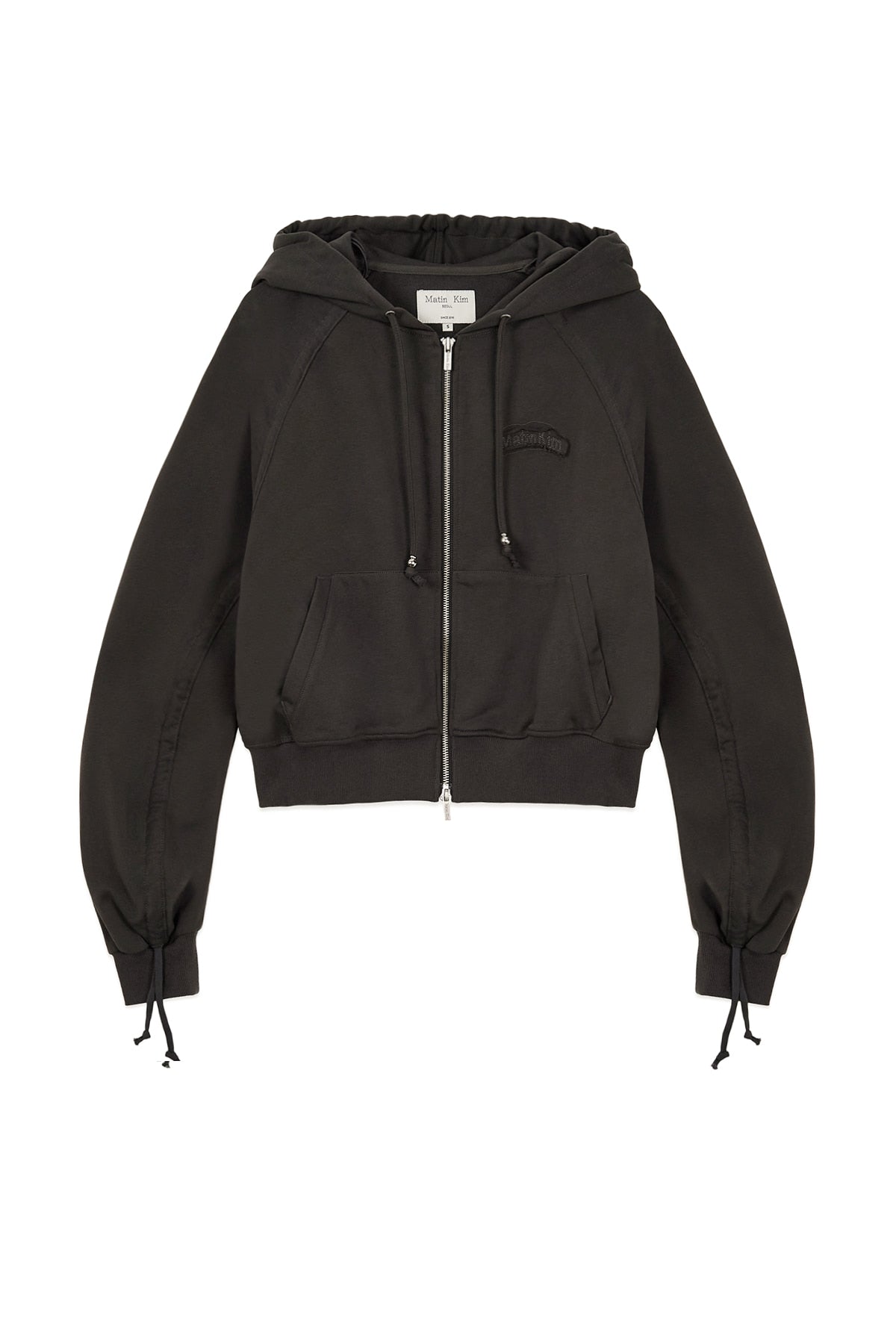 Matin Kim - Sleeve String Detail Hoody Zip Up (Charcoal) product image 4 | TRAB K-Fashion Australia
