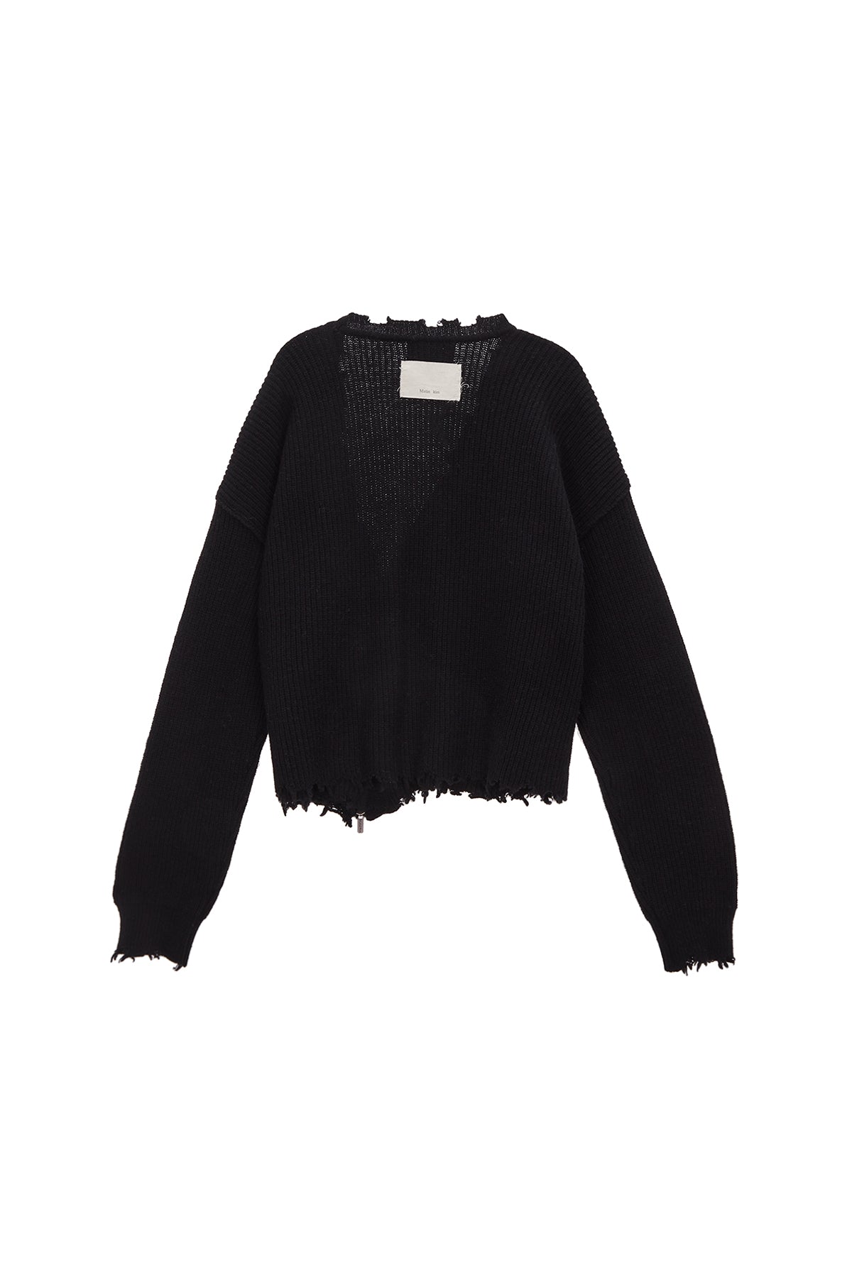 Matin Kim - Pinched Two Way Knit Zip Cardigan (Black) product image 2 | TRAB K-Fashion Australia