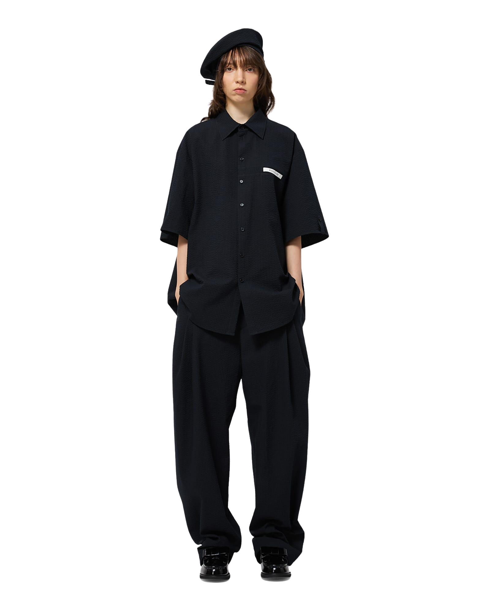 Kimhe Kim - Stripped Label Short Sleeves Shirt (Black) product image 23 | TRAB K-Fashion Australia