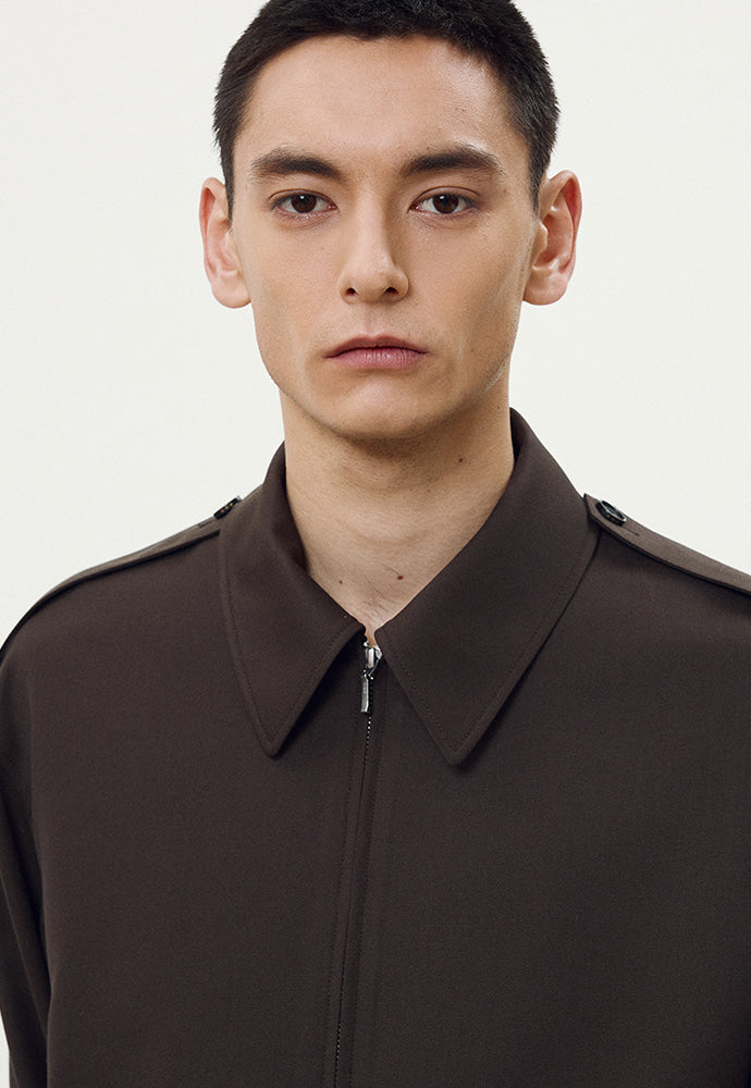 Tonywack - Wool Twill Epaulet Blouson (Brown) product image 7 | TRAB K-Fashion Australia