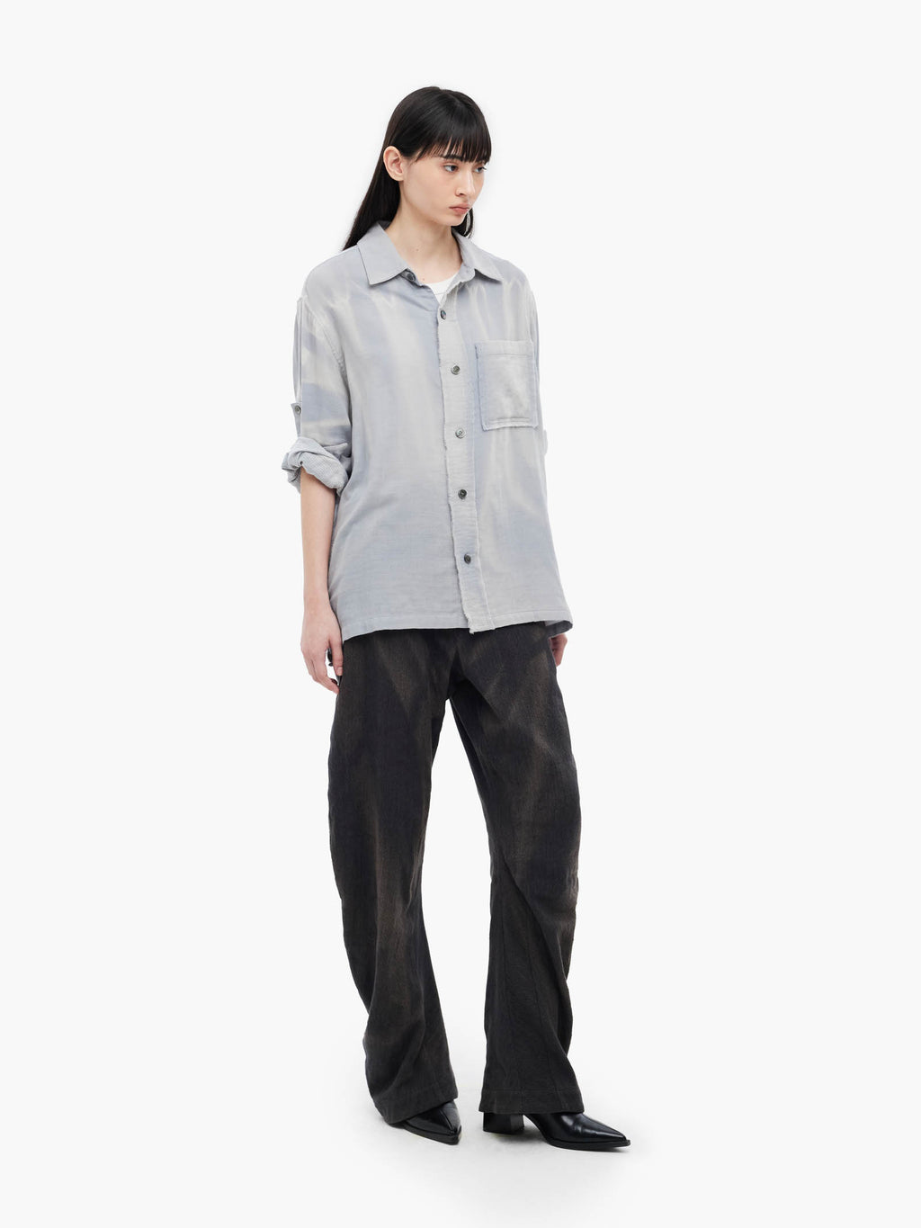 Jiyong Kim - Sun-Bleached Strap Detailed Shirt (Grey) product image 3 | TRAB K-Fashion Australia