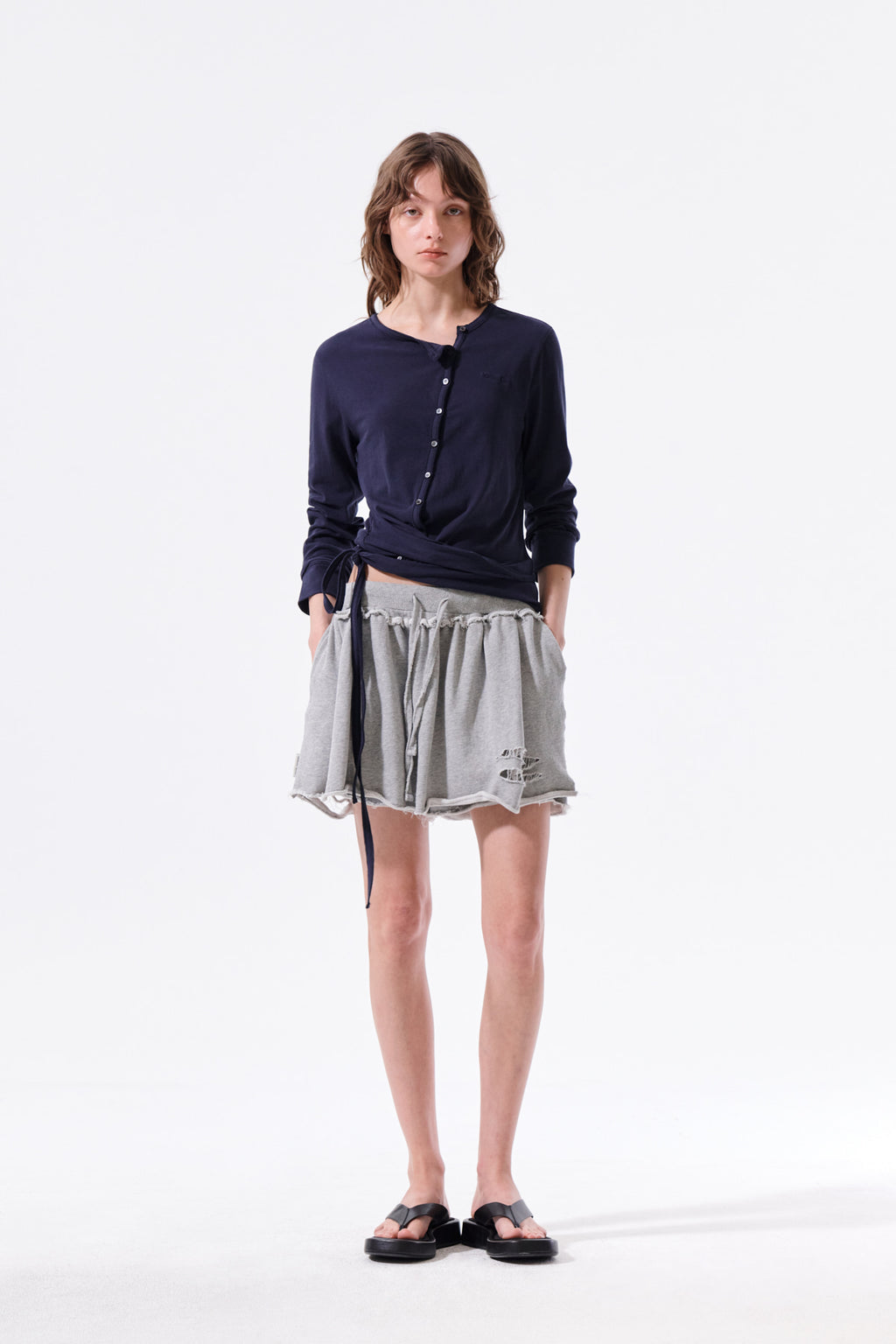 Matin Kim - Asymmetric Button Closure Top (Navy) product image 9 | TRAB K-Fashion Australia