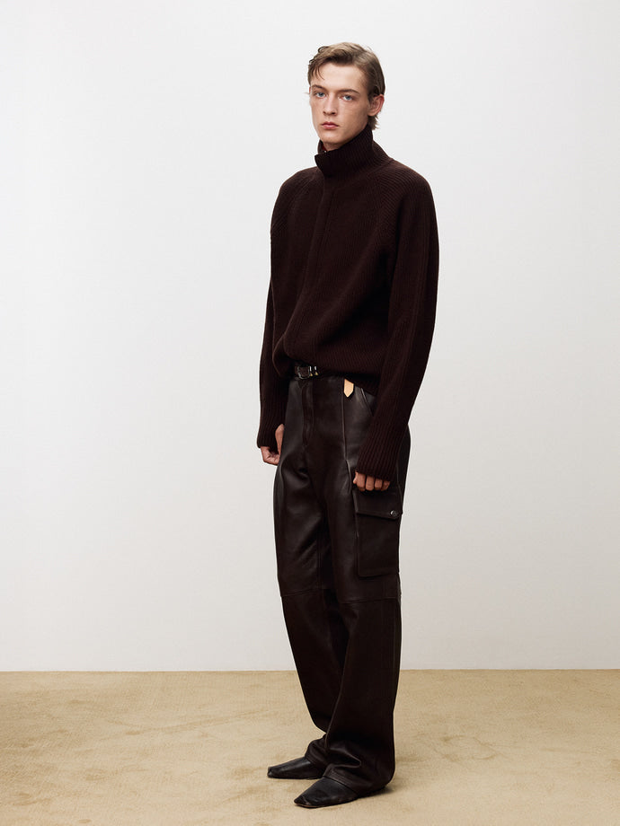 Tonywack - Super Fine Merino Wool Placket Zip-Up Knit (Dark Brown) product image 3 | TRAB K-Fashion Australia