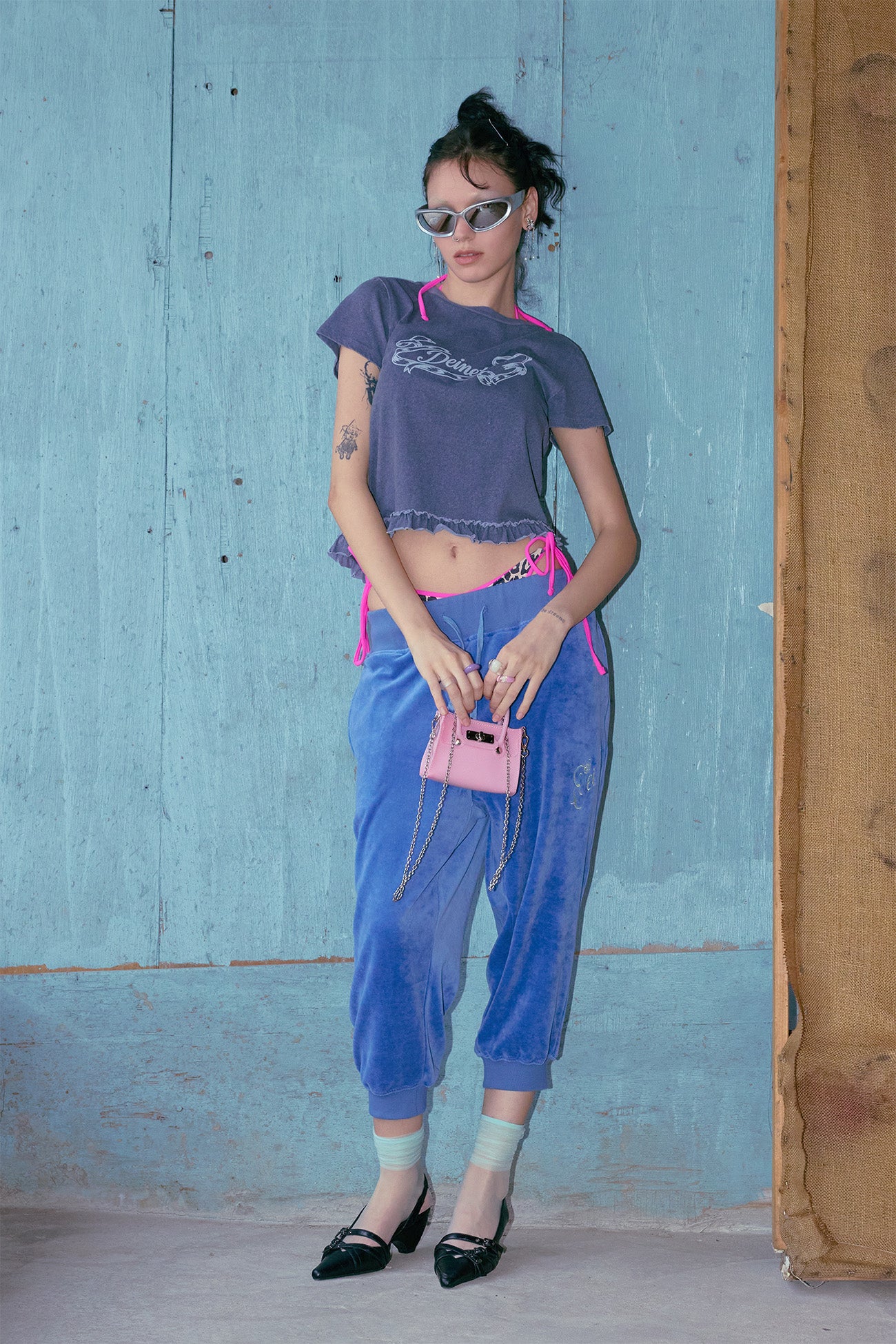 Deinet - Ruffle Washed T-Shirt (Navy) product image 5 | TRAB K-Fashion Australia