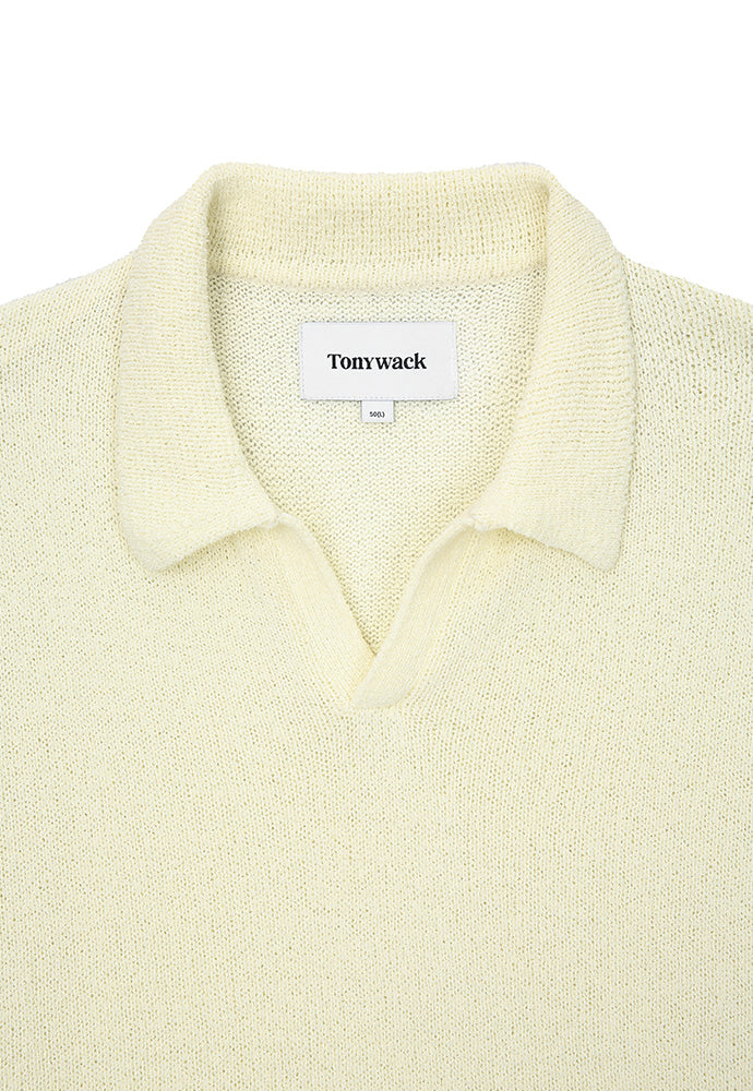 Tonywack - Soft Textured Boucle Open-Collar Knit (Pale Yellow) product image 7 | TRAB K-Fashion Australia