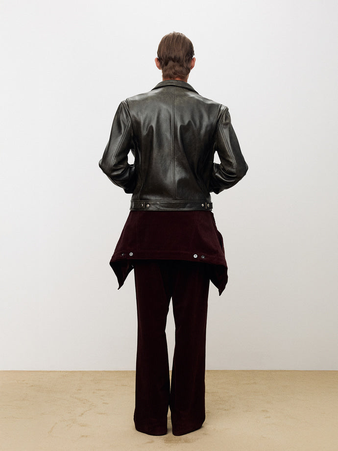 Tonywack - Leather Chest Zip Jacket (Vintage Treatment) (Black) product image 4 | TRAB K-Fashion Australia