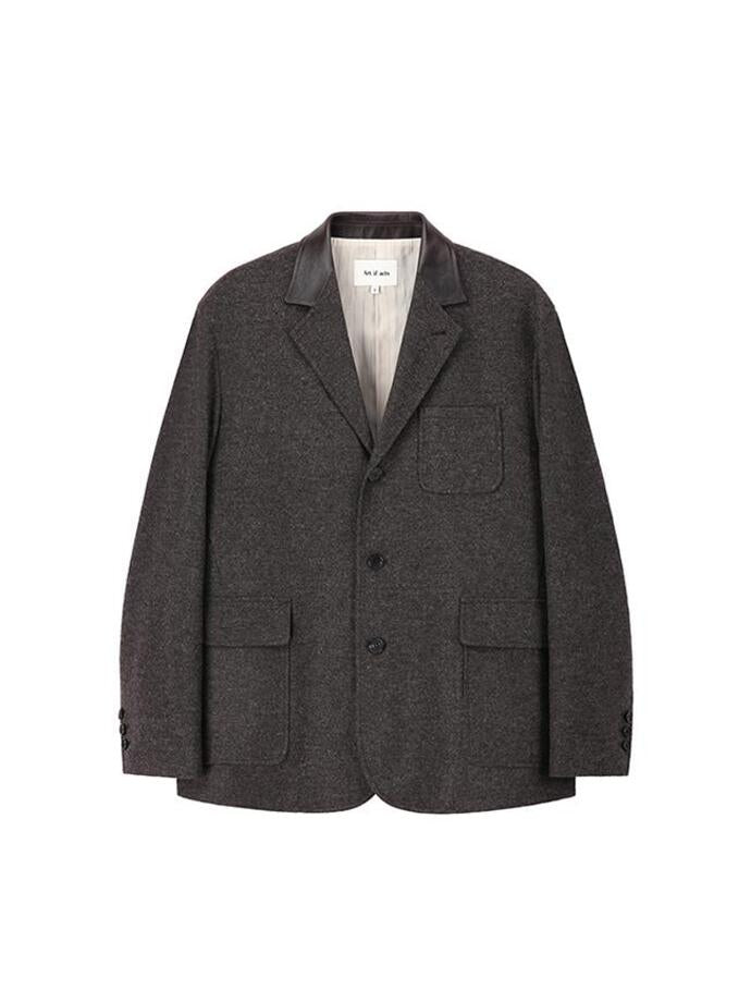 Art if acts - Leather Collar Wool Blazer_Japanese Fabric (Charcoal) product image 9 | TRAB K-Fashion Australia