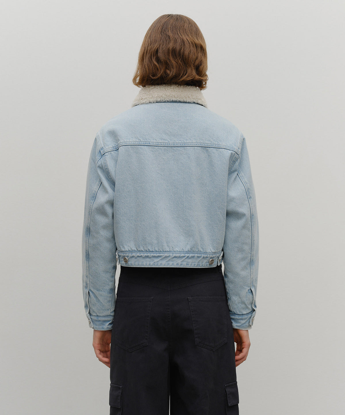 Marithe & Francois Girbaud - Crop Shearling Denim Jacket (Light Blue) product image 3 | TRAB K-Fashion Australia