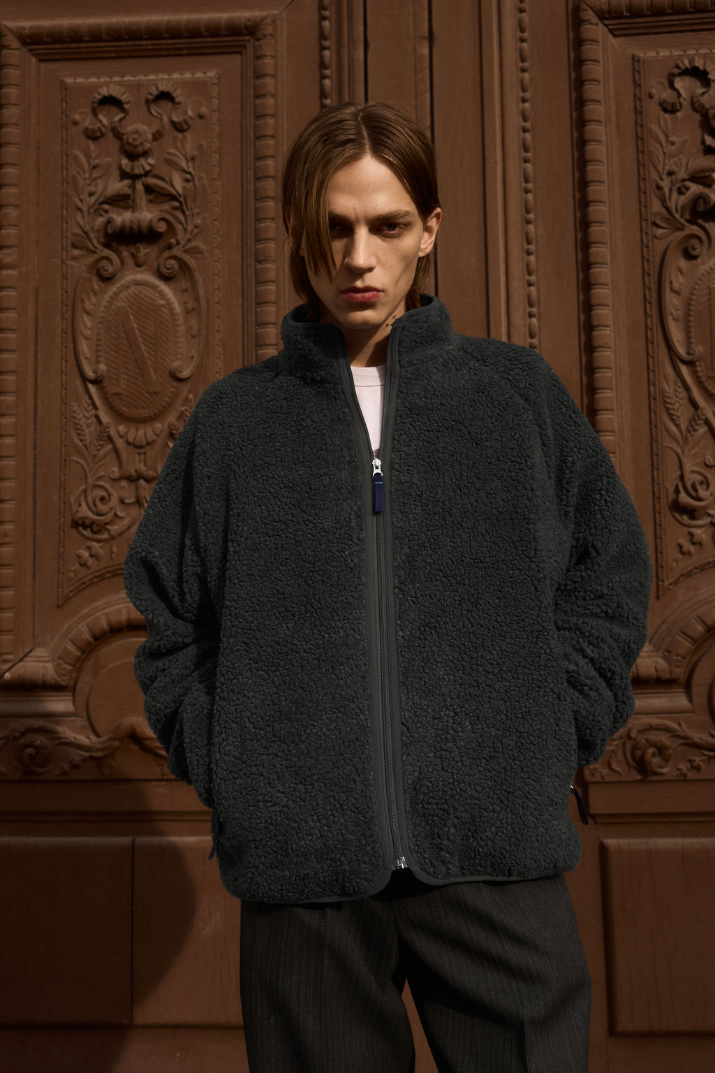 STU - Fleece Zip-Up Jacket In (Charcoal) product image 7 | TRAB K-Fashion Australia