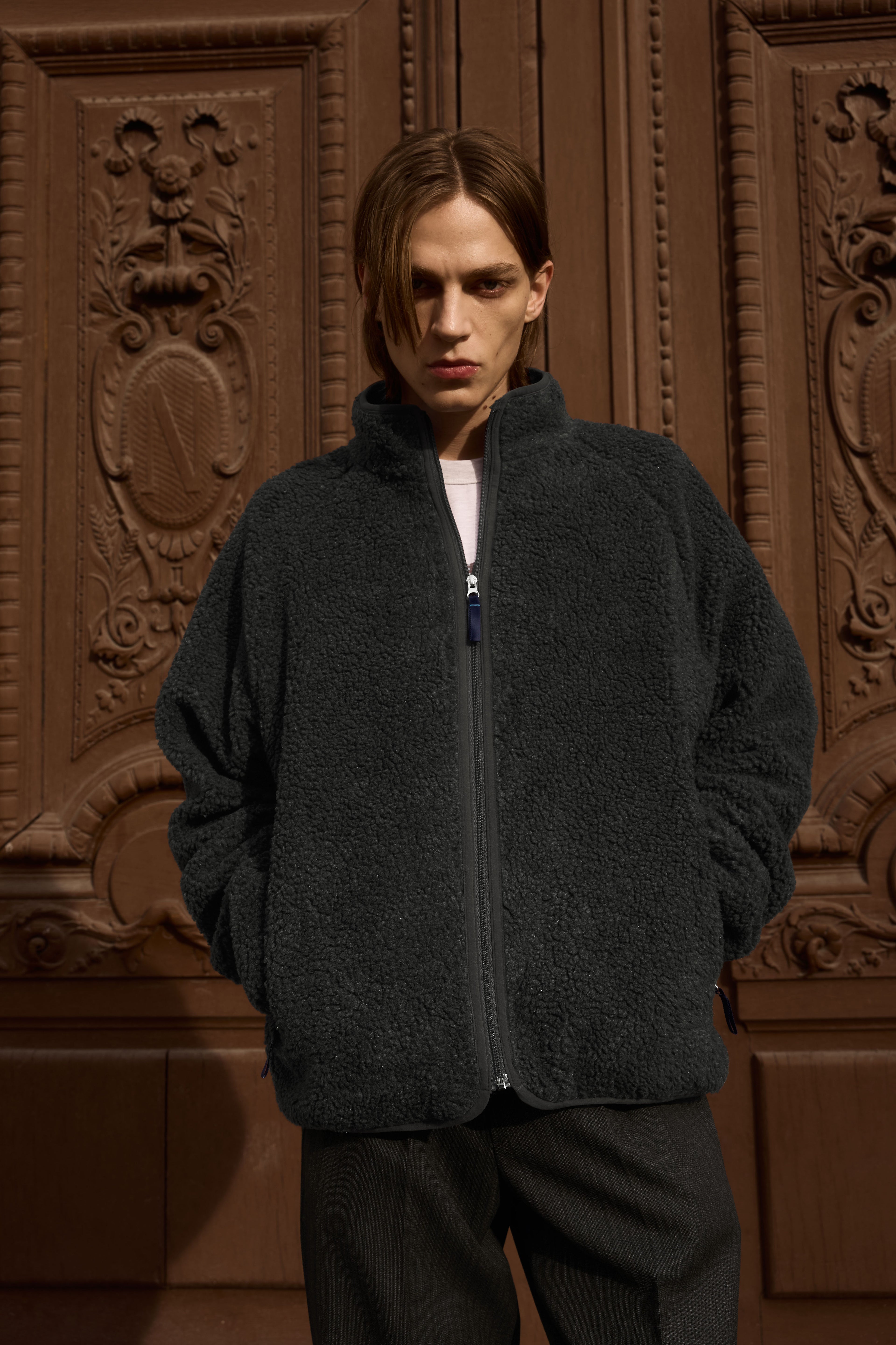 STU - Fleece Zip-Up Jacket In (Charcoal) product image 7 | TRAB K-Fashion Australia