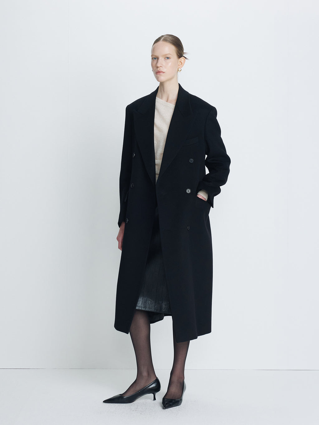 Tonywack - Wool And Cashmere Double-Breasted Coat (Black) product image 1 | TRAB K-Fashion Australia