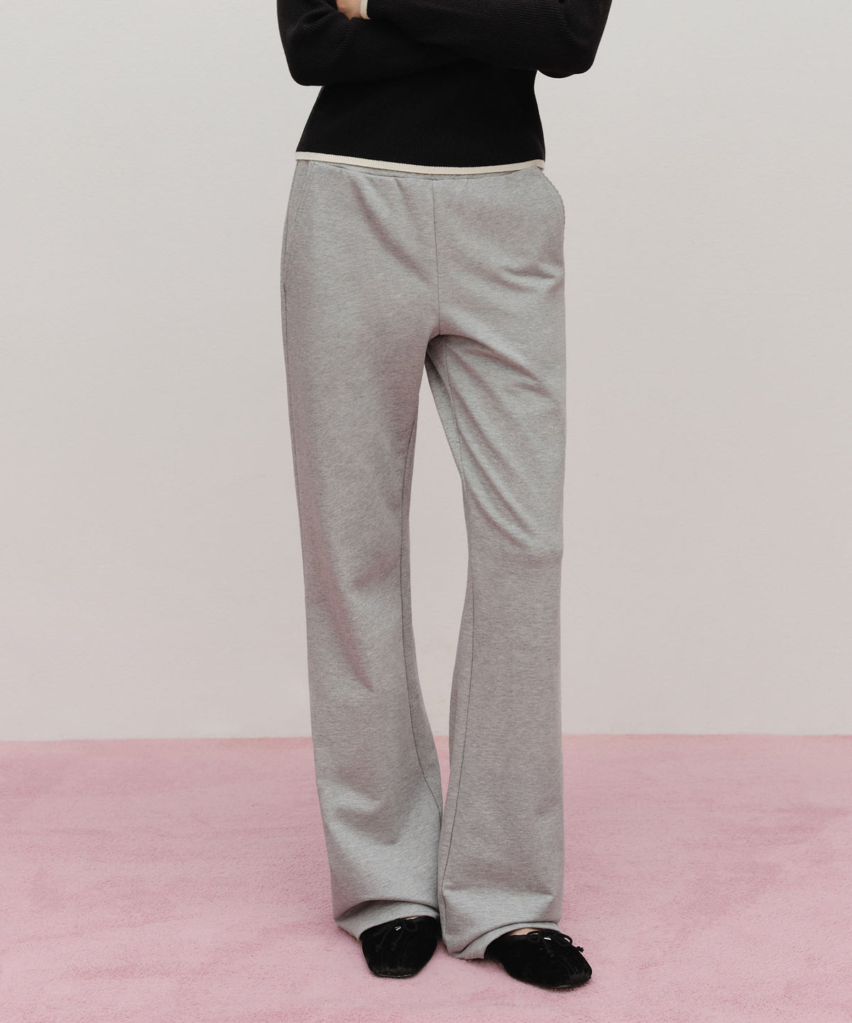 Marithe & Francois Girbaud - Lace Point Boots Cut Sweat Pants (Heather Gray) product image 1 | TRAB K-Fashion Australia