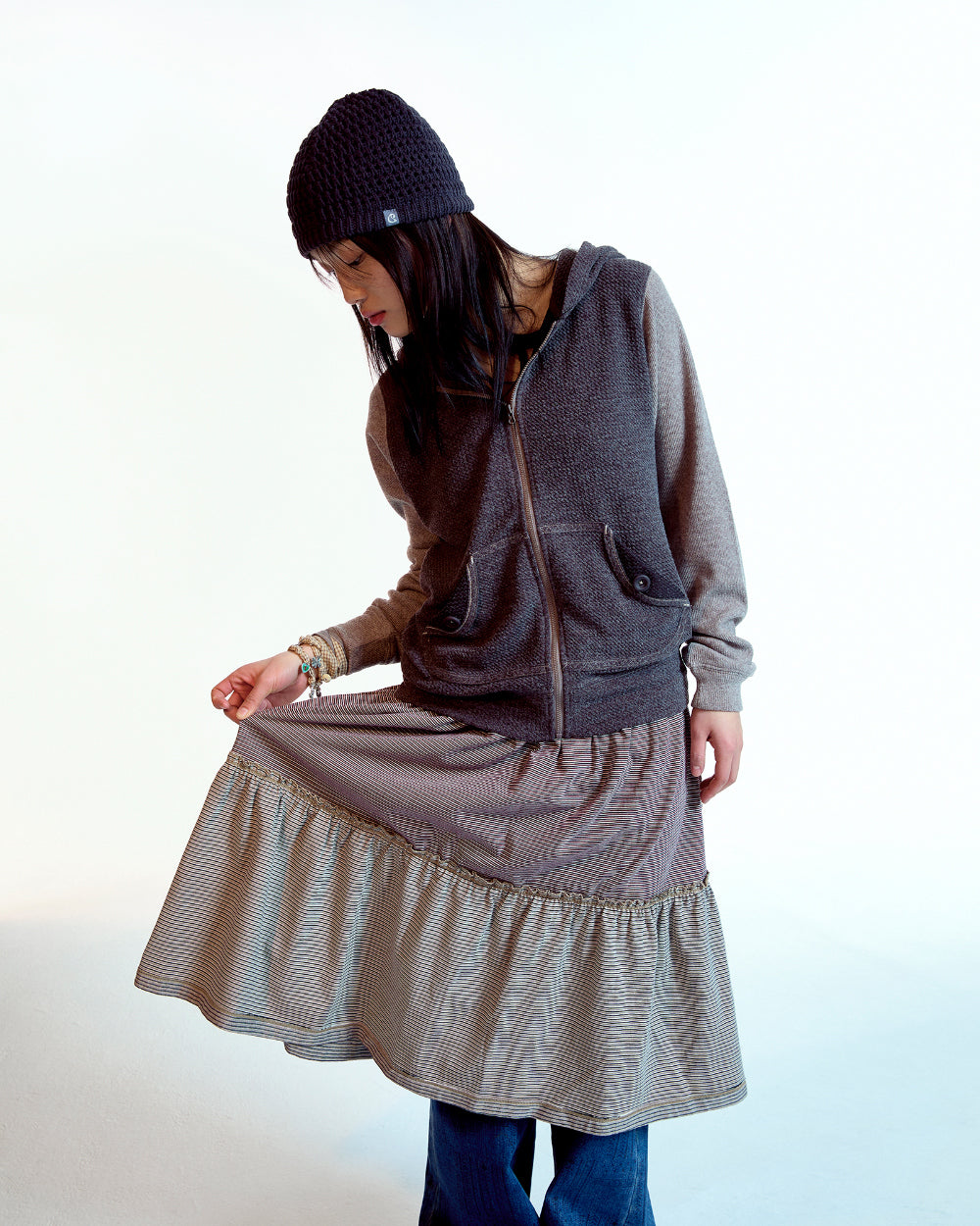 Coyseio - Button Pocket Zip-Up Hoodie Cocoa product image 3 | TRAB K-Fashion Australia