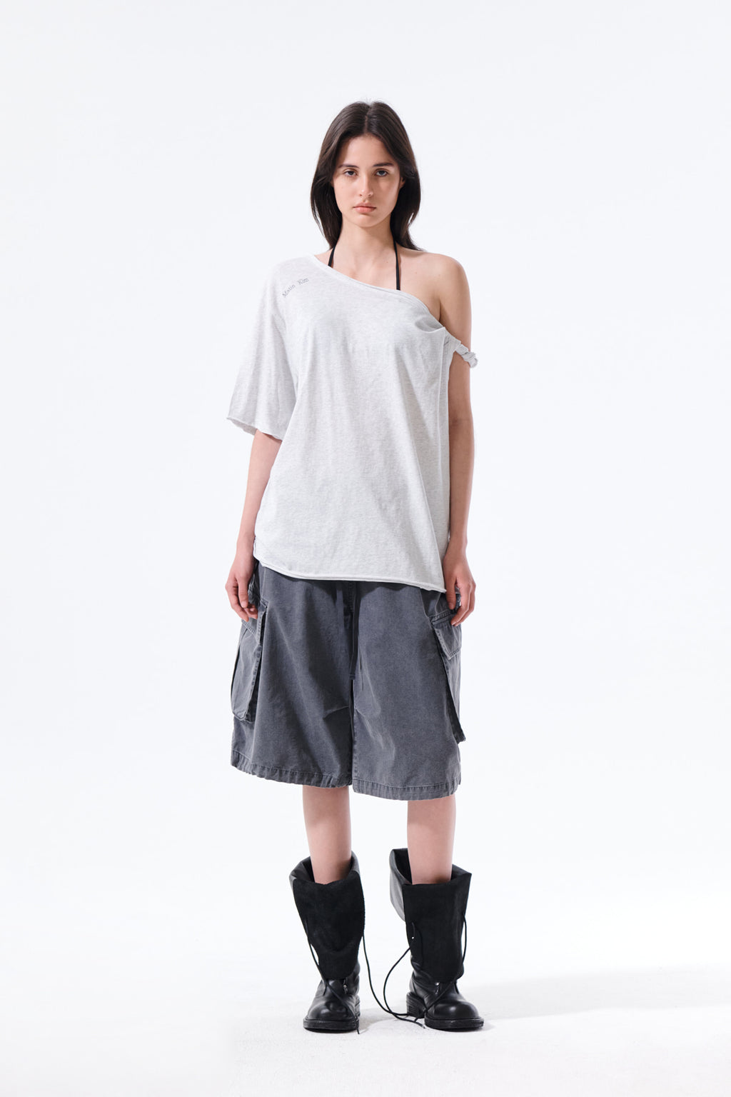 Matin Kim - Washed Cotton Patch Pocket Bermuda Pants (Charcoal) product image 9 | TRAB K-Fashion Australia