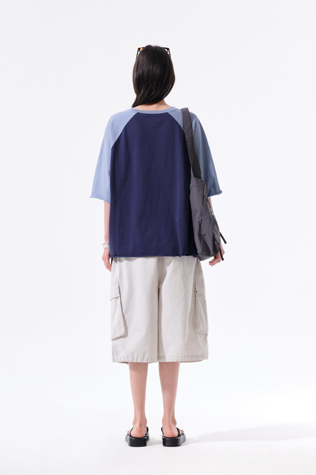 Matin Kim - Raw Edge Raglan Top (Navy) product image 9 | TRAB K-Fashion Australia