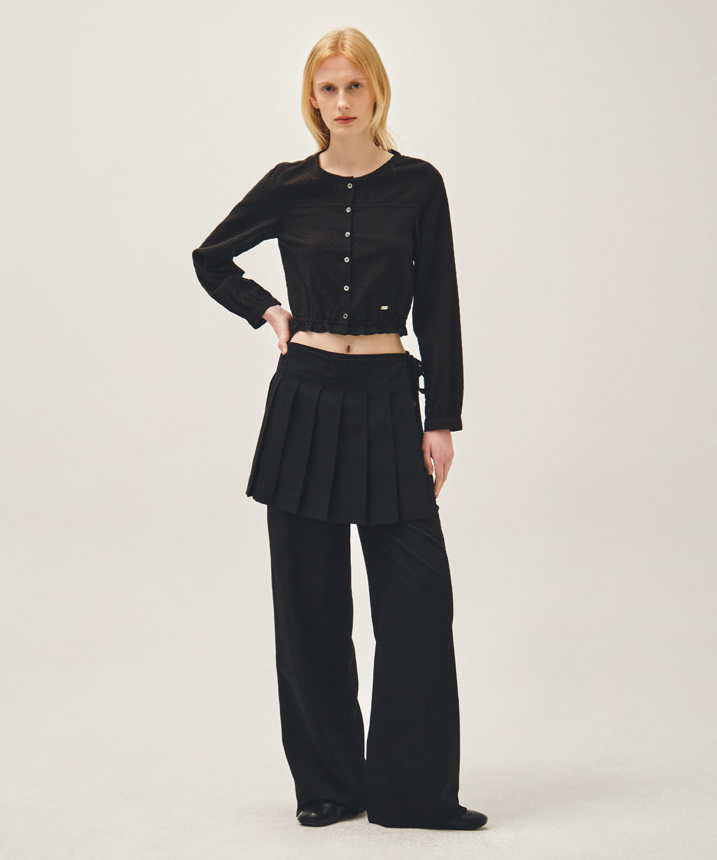 Marithe & Francois Girbaud - Lace Shirring Crop Blouse (Black) product image 5 | TRAB K-Fashion Australia