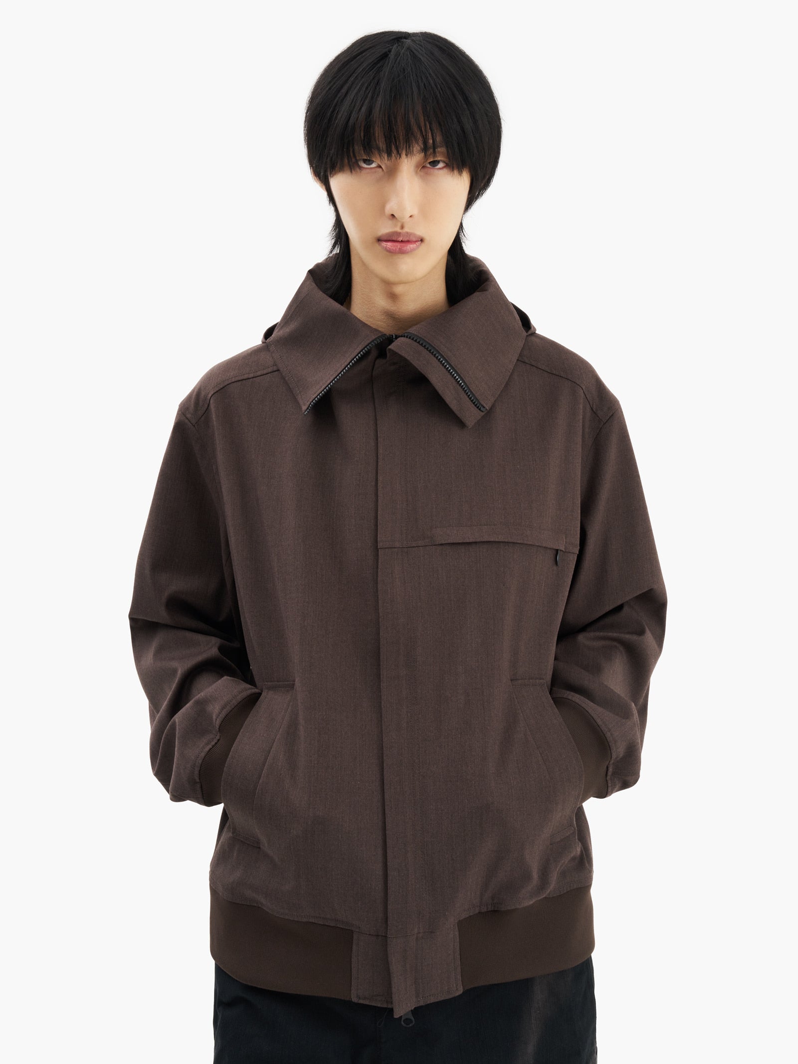 Jiyong Kim - Hooded Zip-Up Jacket (Brown) product image 2 | TRAB K-Fashion Australia