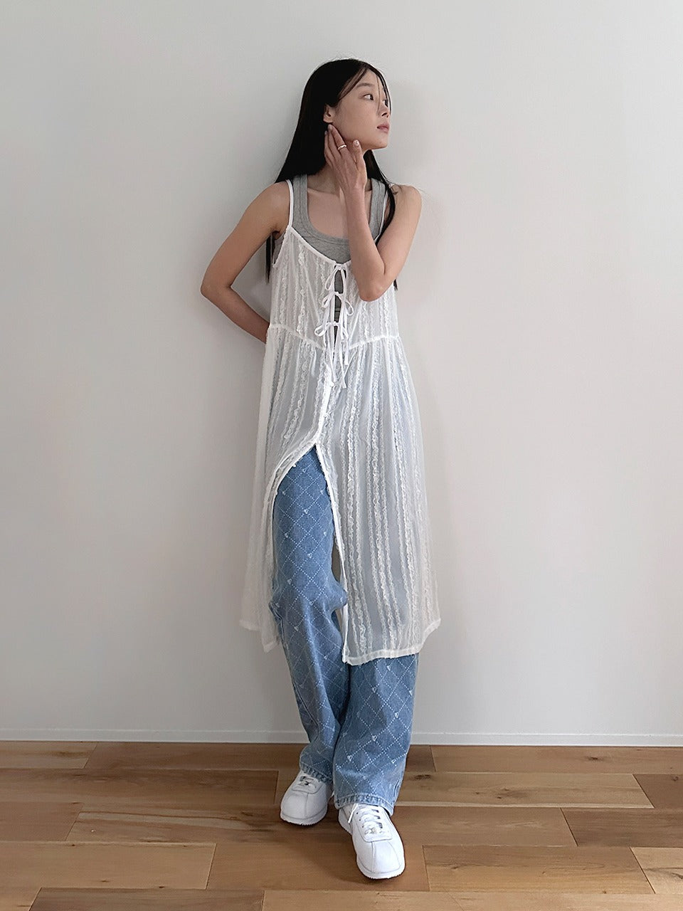 Margarin Fingers - Lace Chiffon One Piece (White) product image 1 | TRAB K-Fashion Australia