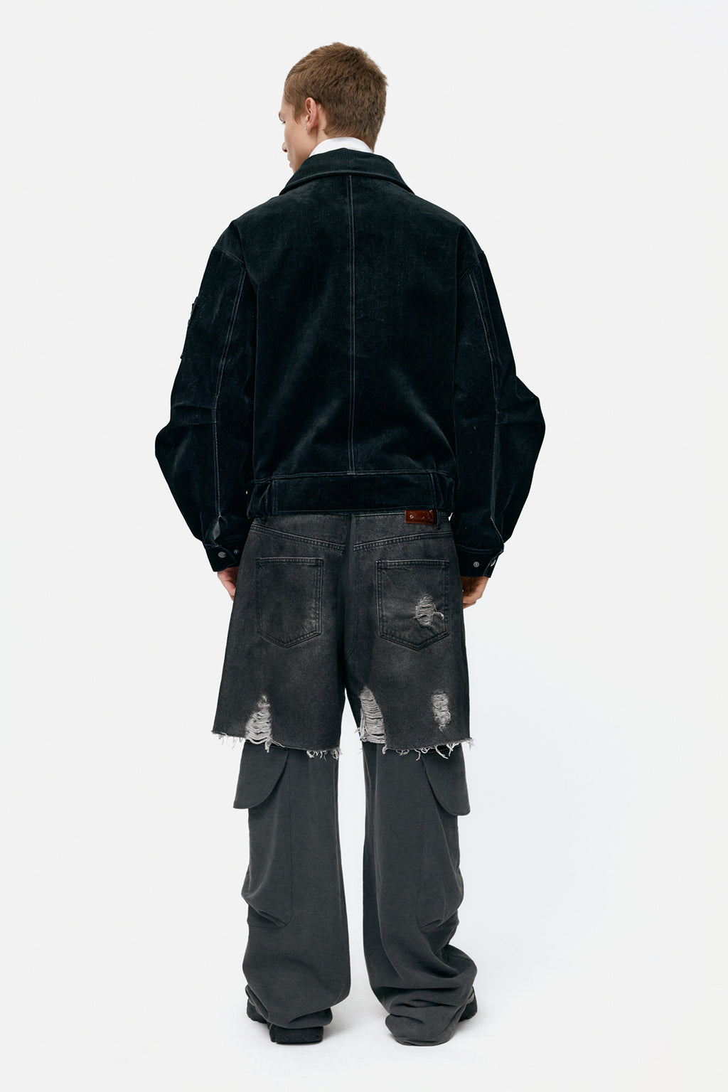Andersson Bell - Unisex Rugged Denim-Inset Sweatpants (Black) product image 3 | TRAB K-Fashion Australia