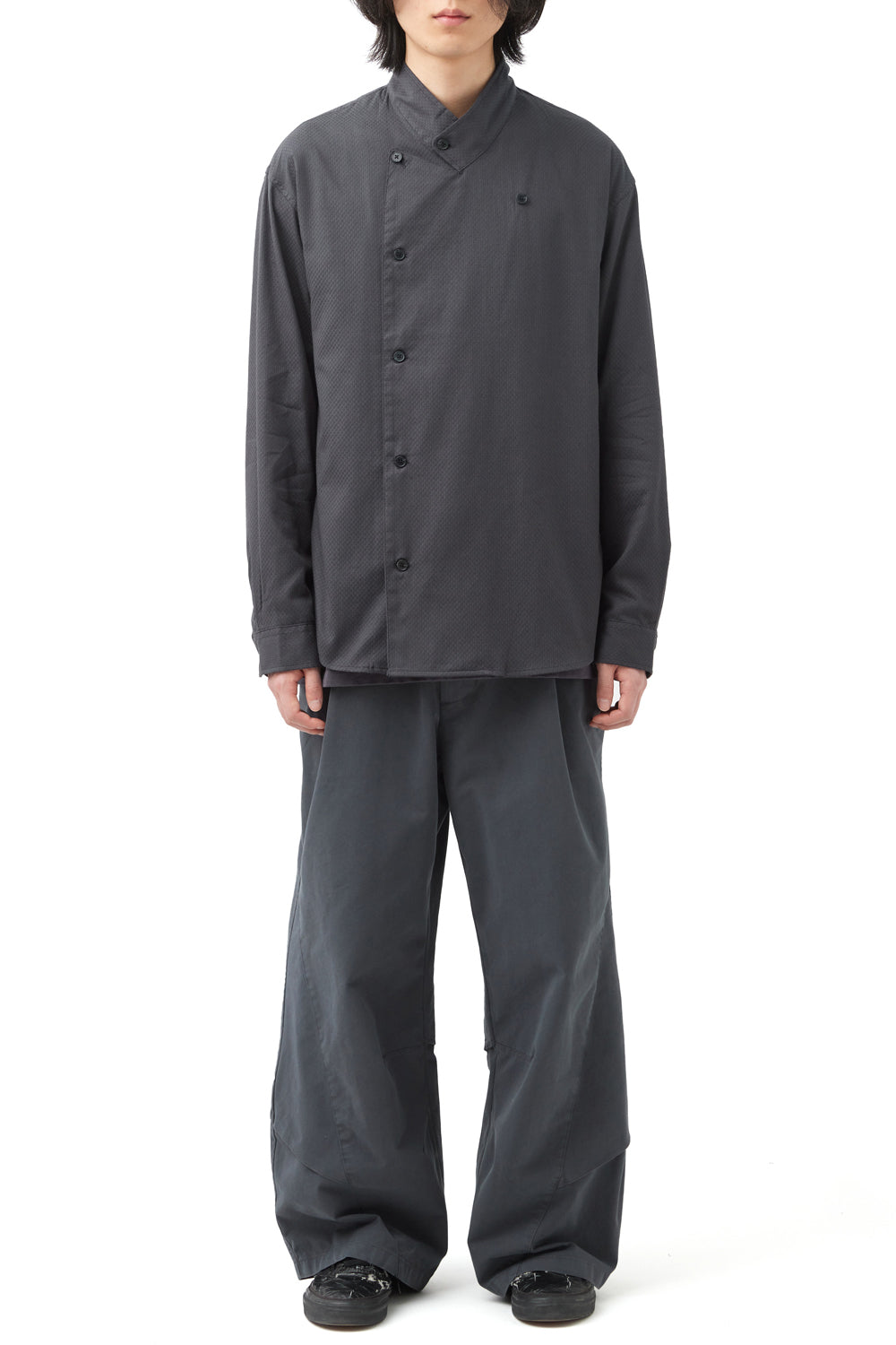 Hatchingroom - Asymmetric Double Shirt Jacquard (Charcoal) product image 5 | TRAB K-Fashion Australia