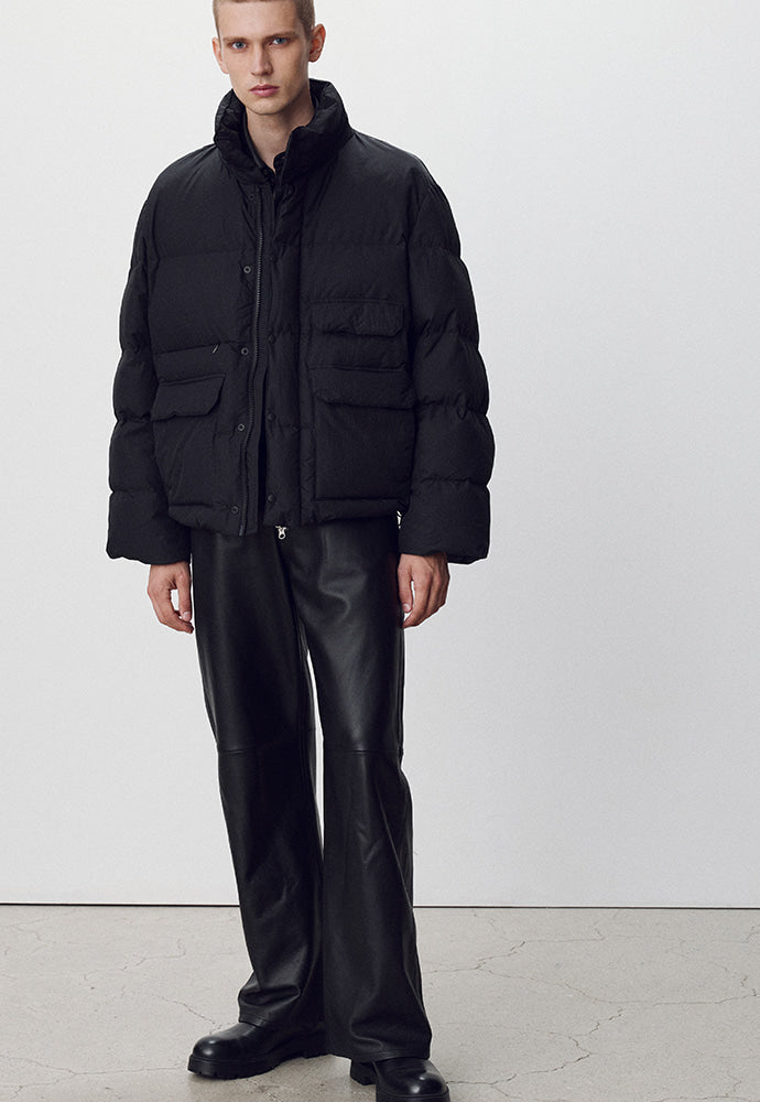 Tonywack - Technical Shell Short Puffer Down Jacket Detachable Hood (Black) product image 6 | TRAB K-Fashion Australia