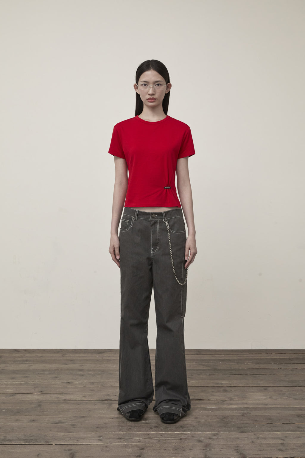 Matin Kim - Mini Label Shirring Top (Red) product image 10 | TRAB K-Fashion Australia