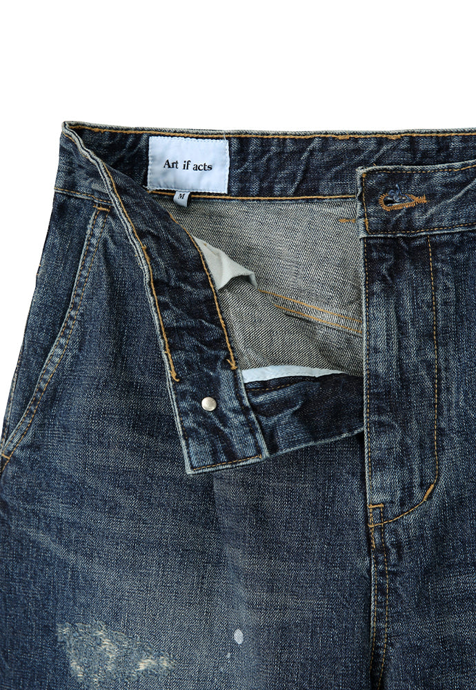 Art if acts - Damaged One Tuck Curve Denim Pants (Indigo) product image 13 | TRAB K-Fashion Australia