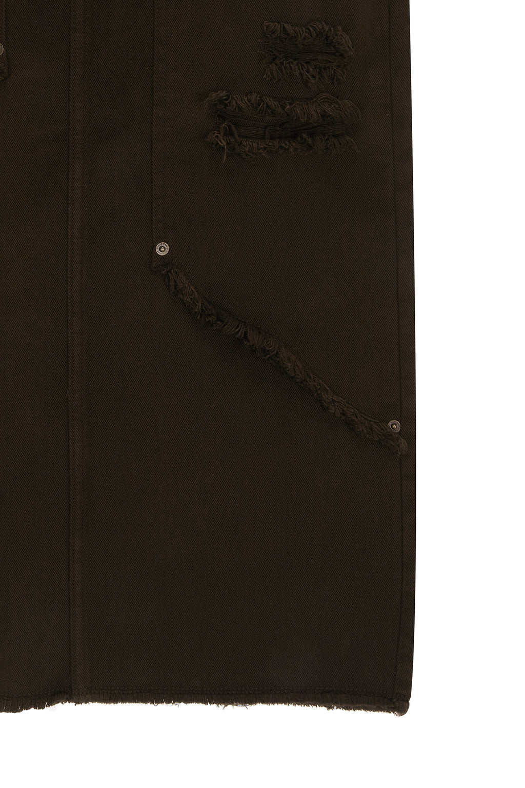 Matin Kim - Unbalance Damage Denim Skirt (Khaki) product image 4 | TRAB K-Fashion Australia