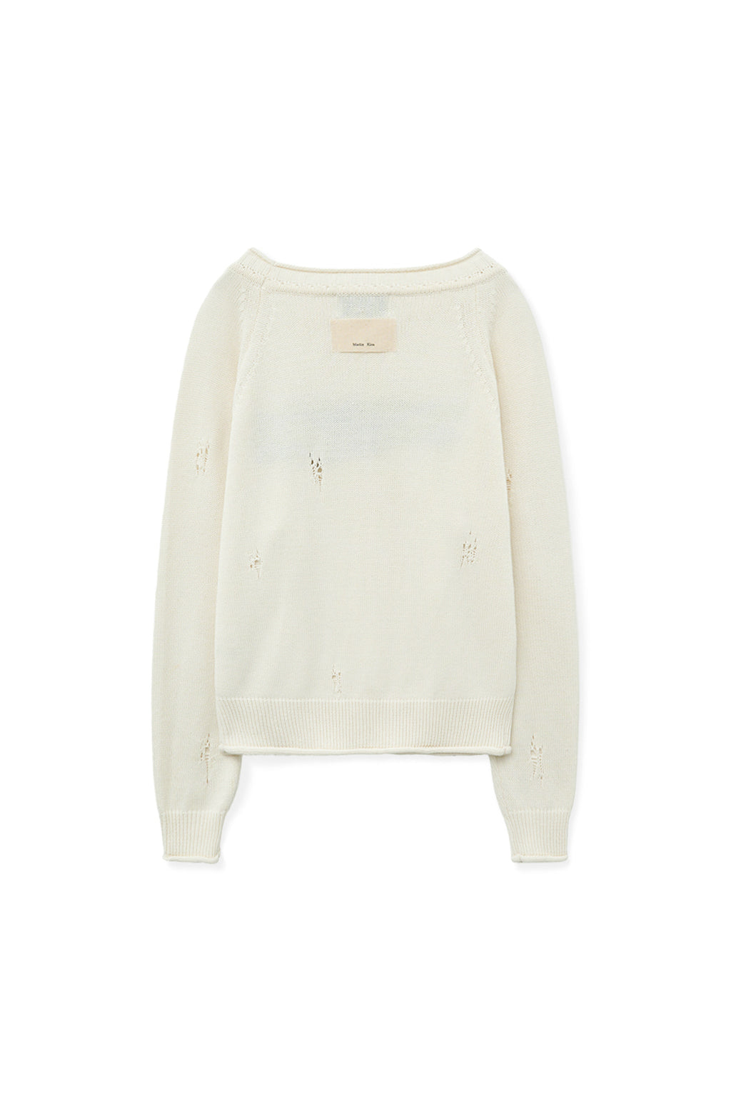 Matin Kim - Two Way Off Shoulder Damage Pullover (Ivory) product image 2 | TRAB K-Fashion Australia