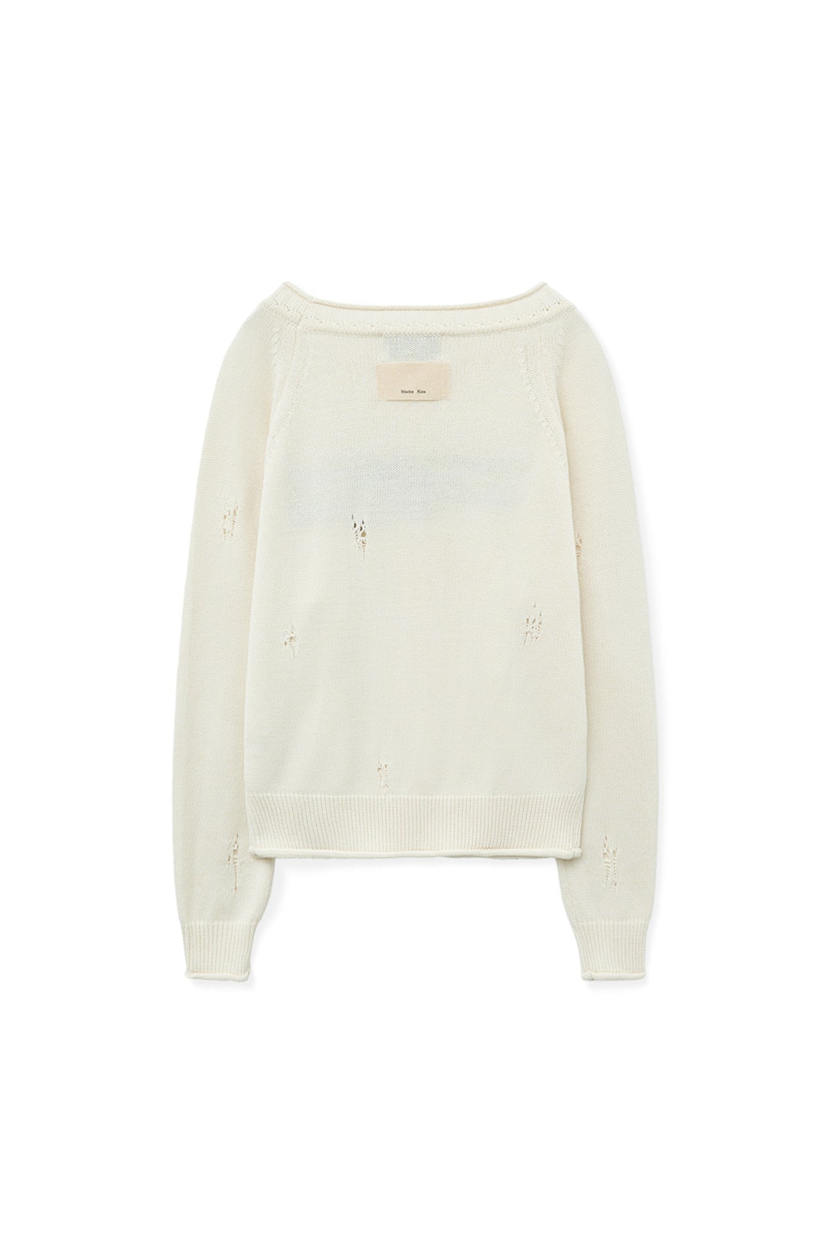 Matin Kim - Two Way Off Shoulder Damage Pullover (Ivory) product image 2 | TRAB K-Fashion Australia