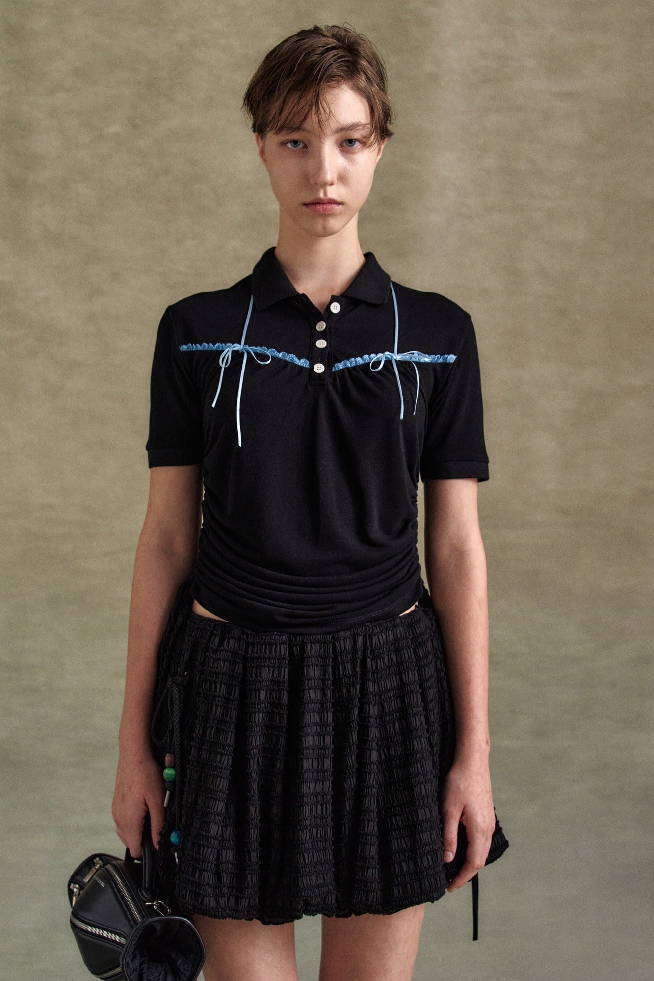 Andersson Bell - Halter String Piqué Polo Shirts (Black) product image 1 | TRAB K-Fashion Australia