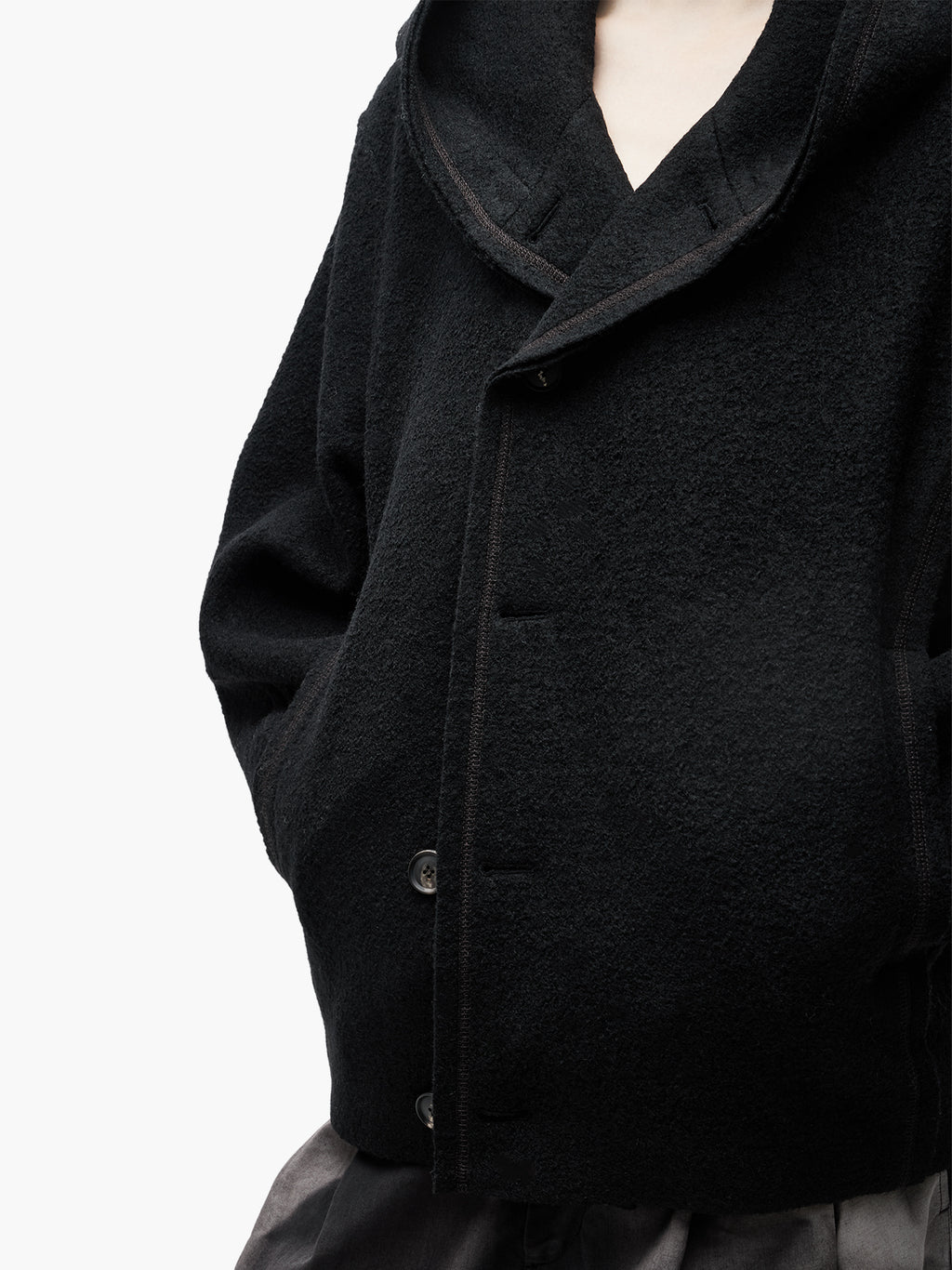 Jiyong Kim - Hooded Wool Jacket (Black) product image 6 | TRAB K-Fashion Australia