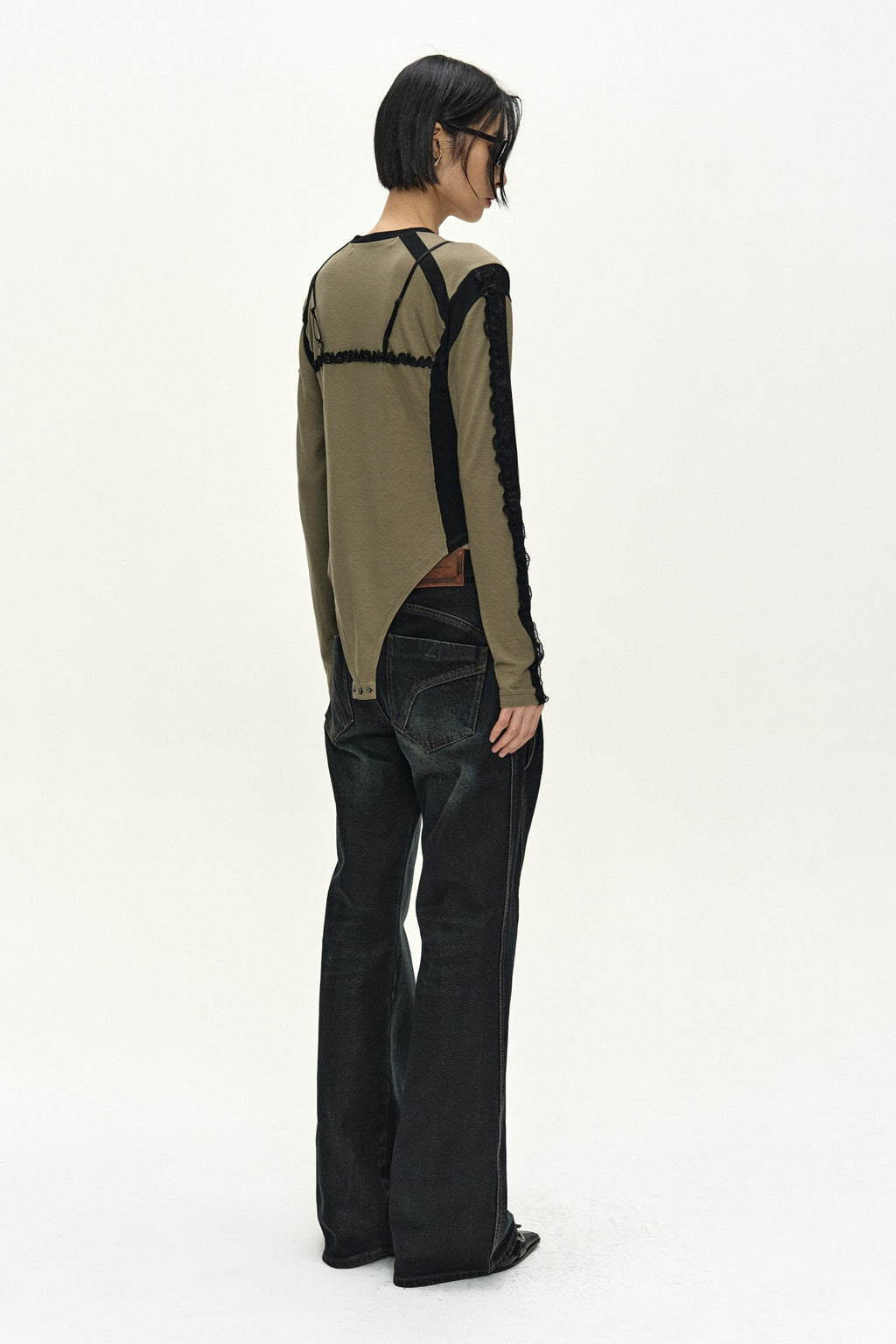 Andersson Bell - Strap Detail Long Sleeve Bodysuit (khaki) (Khaki) product image 3 | TRAB K-Fashion Australia